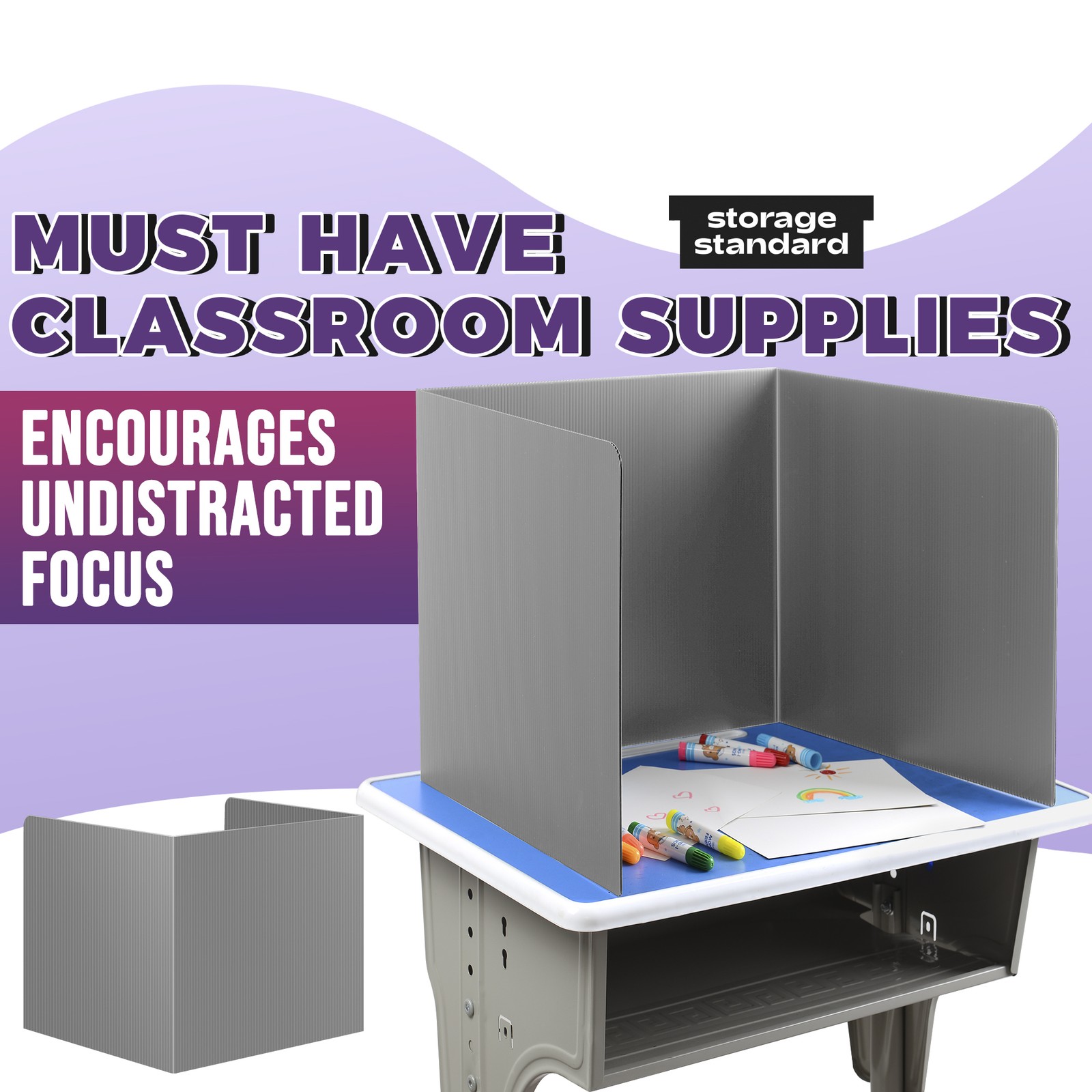 22-Pack Desk Dividers for Students – Waterproof & Durable Plastic Divider, Grey