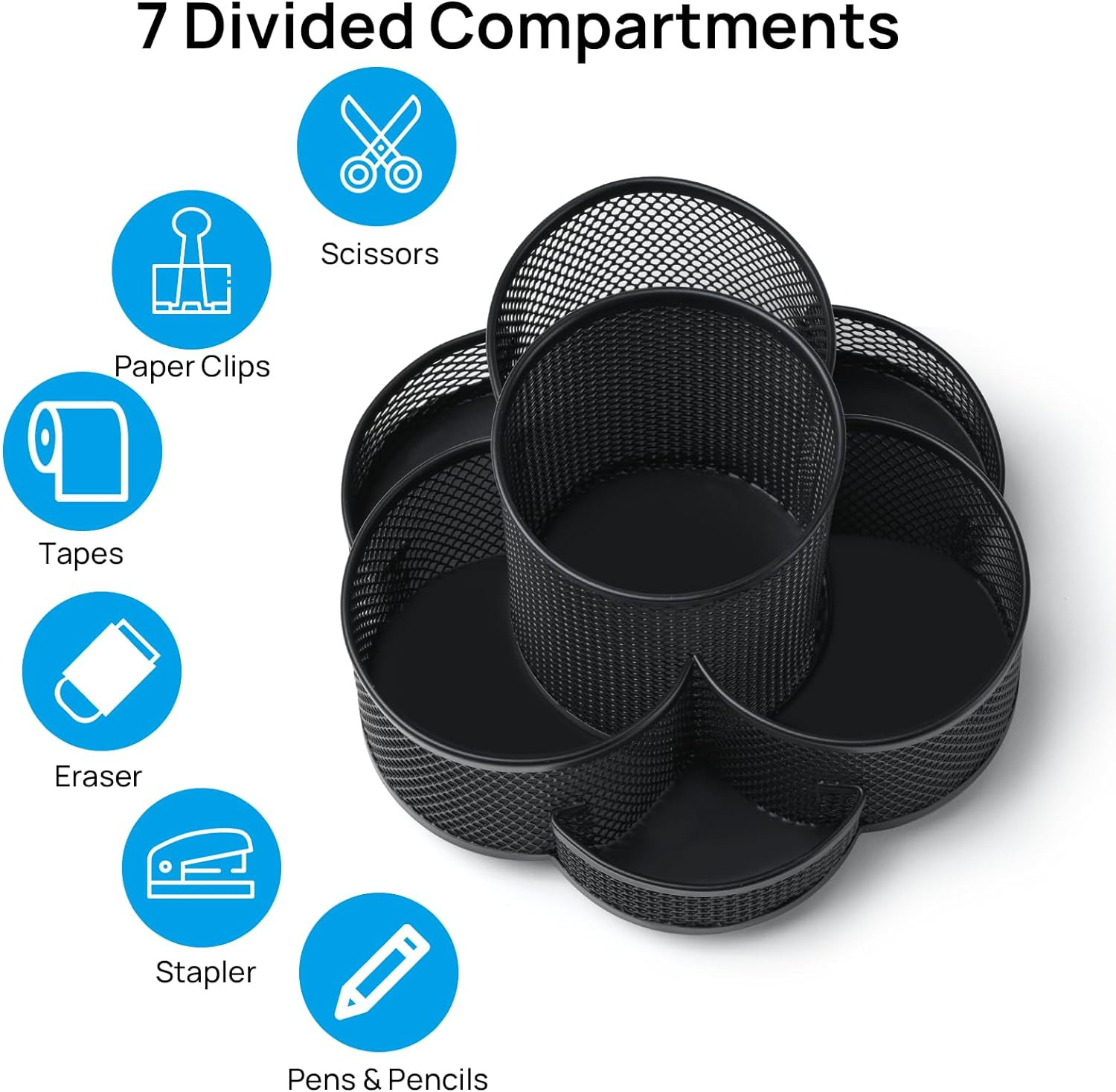 Pen Holder for Desk, 360 Rotating Pencil Holder, Cup Holder for Desk Office, Des