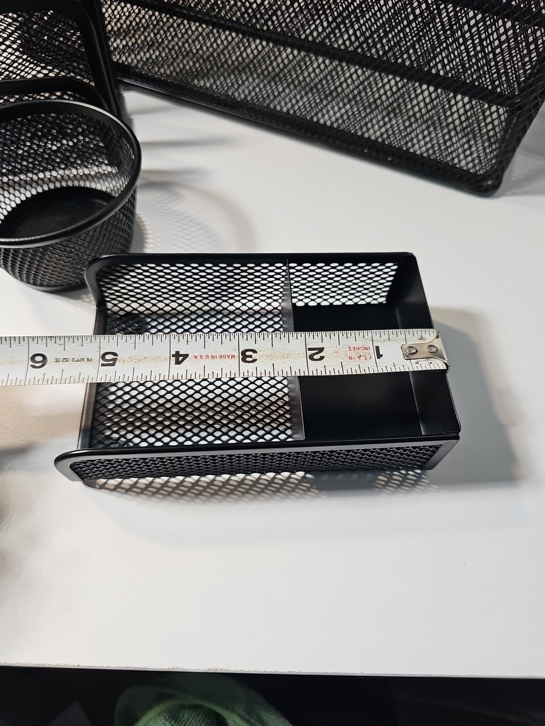 4 Piece Mesh Desk Organizer Set Pen Holder Metal Cup Paper Clip Storage