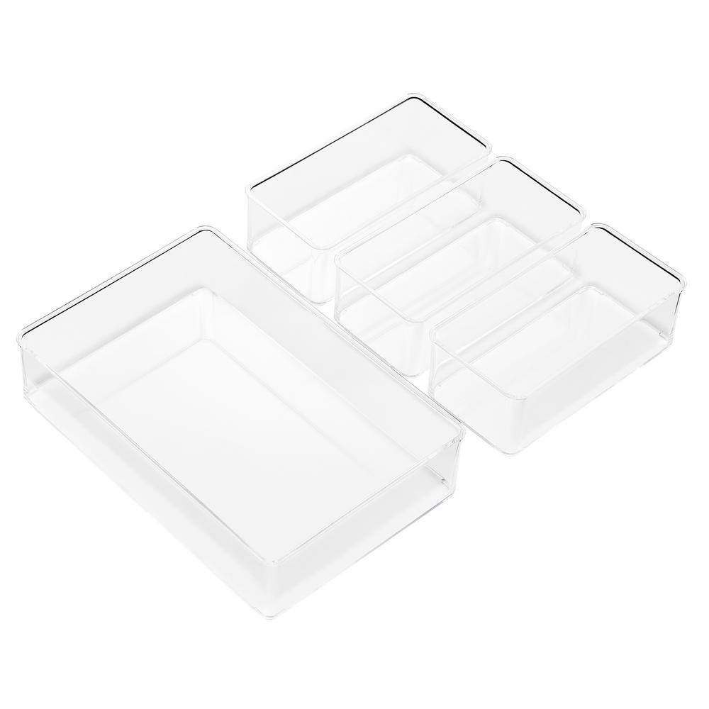 Drawer Organizer Set for Office Storage, Clear 9 In. X 2 In. Plastic Desk Organi