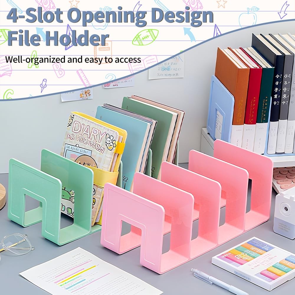 4 PCS Acrylic Desk File Sorter Desktop Organizer 4 Section Clutch Divider