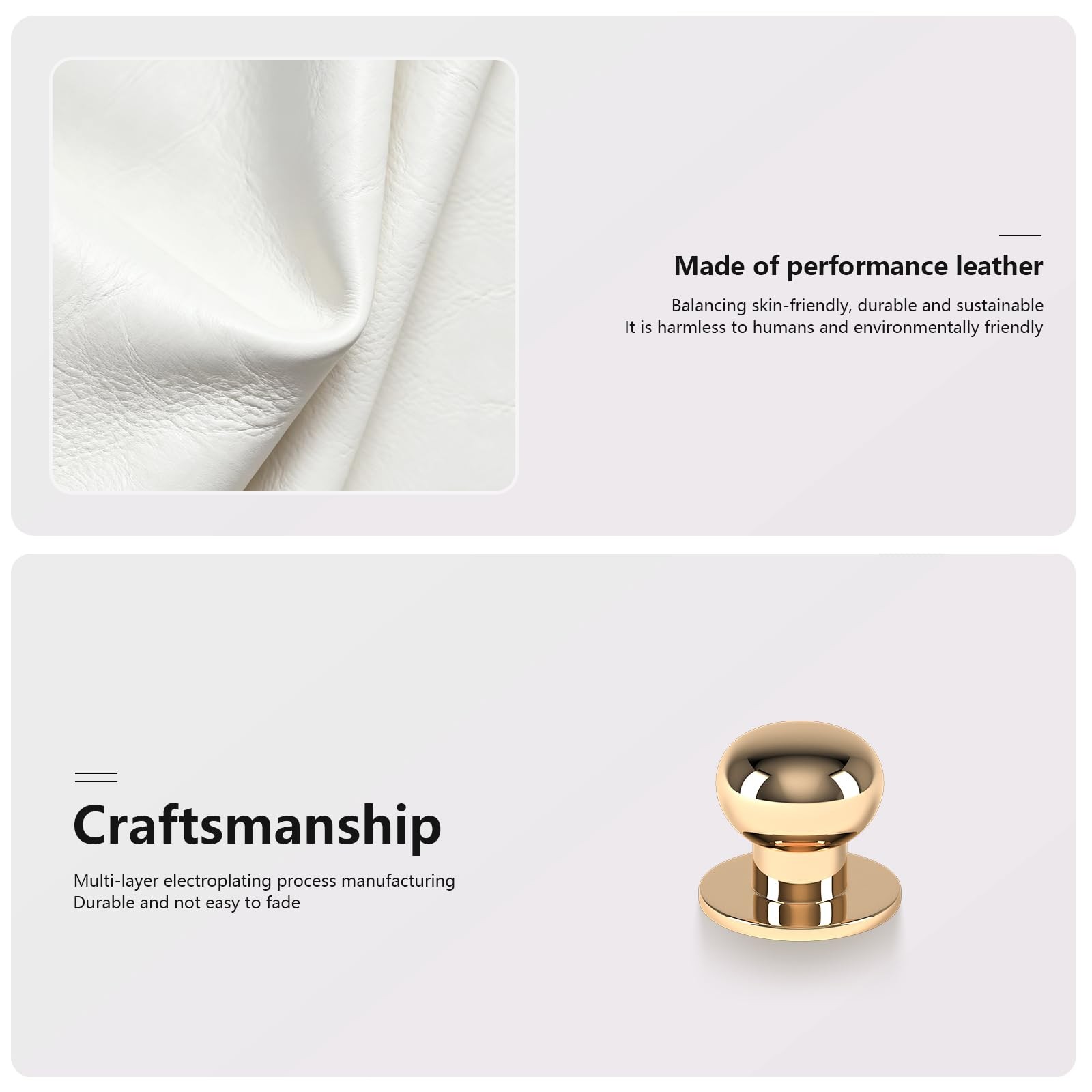 LADSTAG Office Desk Accessories,Beige White Vegan Leather 2 layers,