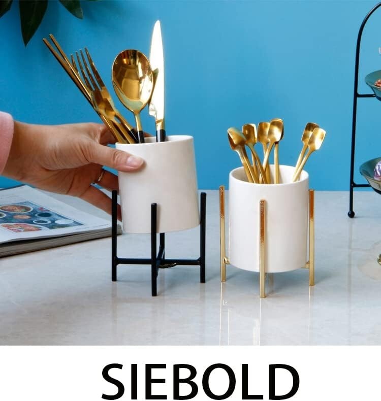Sophisticated Rectangular Gold Pencil Cup with 360° Rotation – Ideal Gift