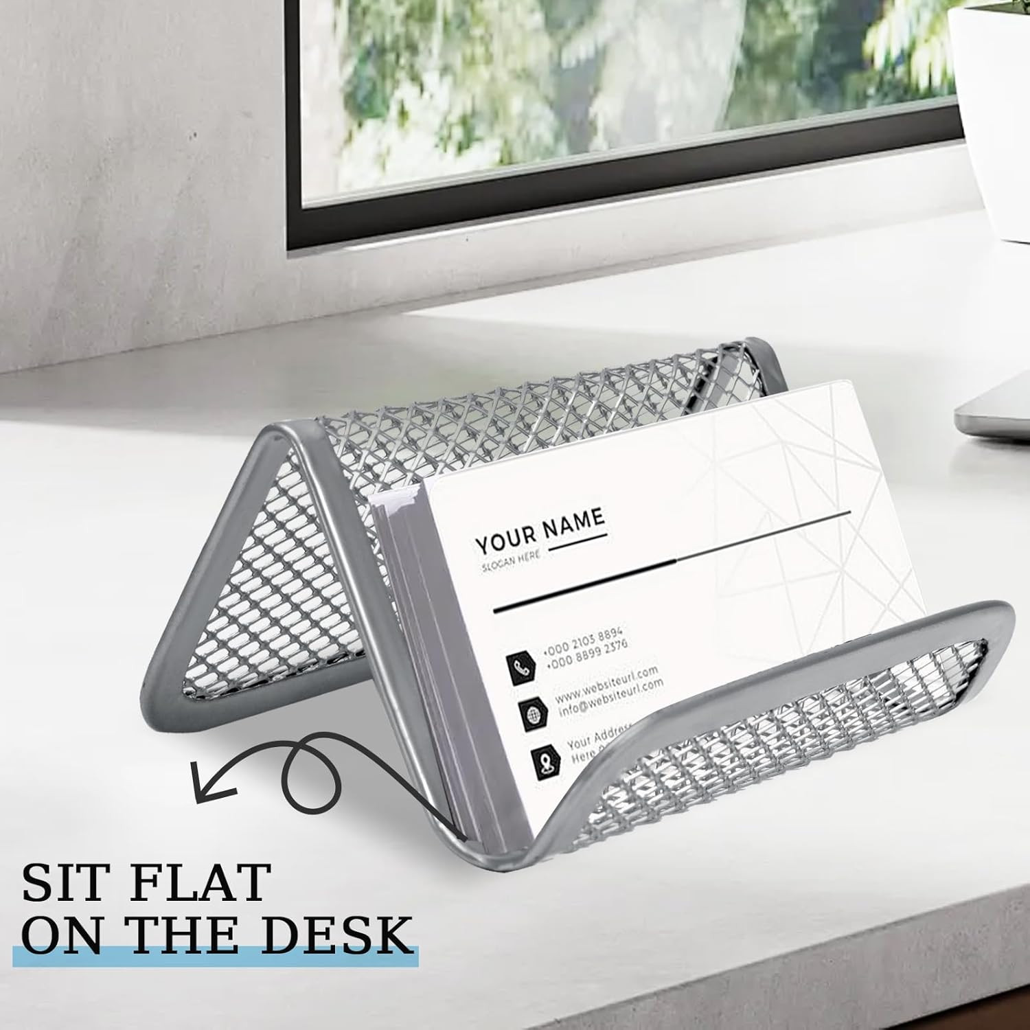6 Pack Business Card Holder Desk Sturdy Metal Mesh Desk Organizer Office Name Ca