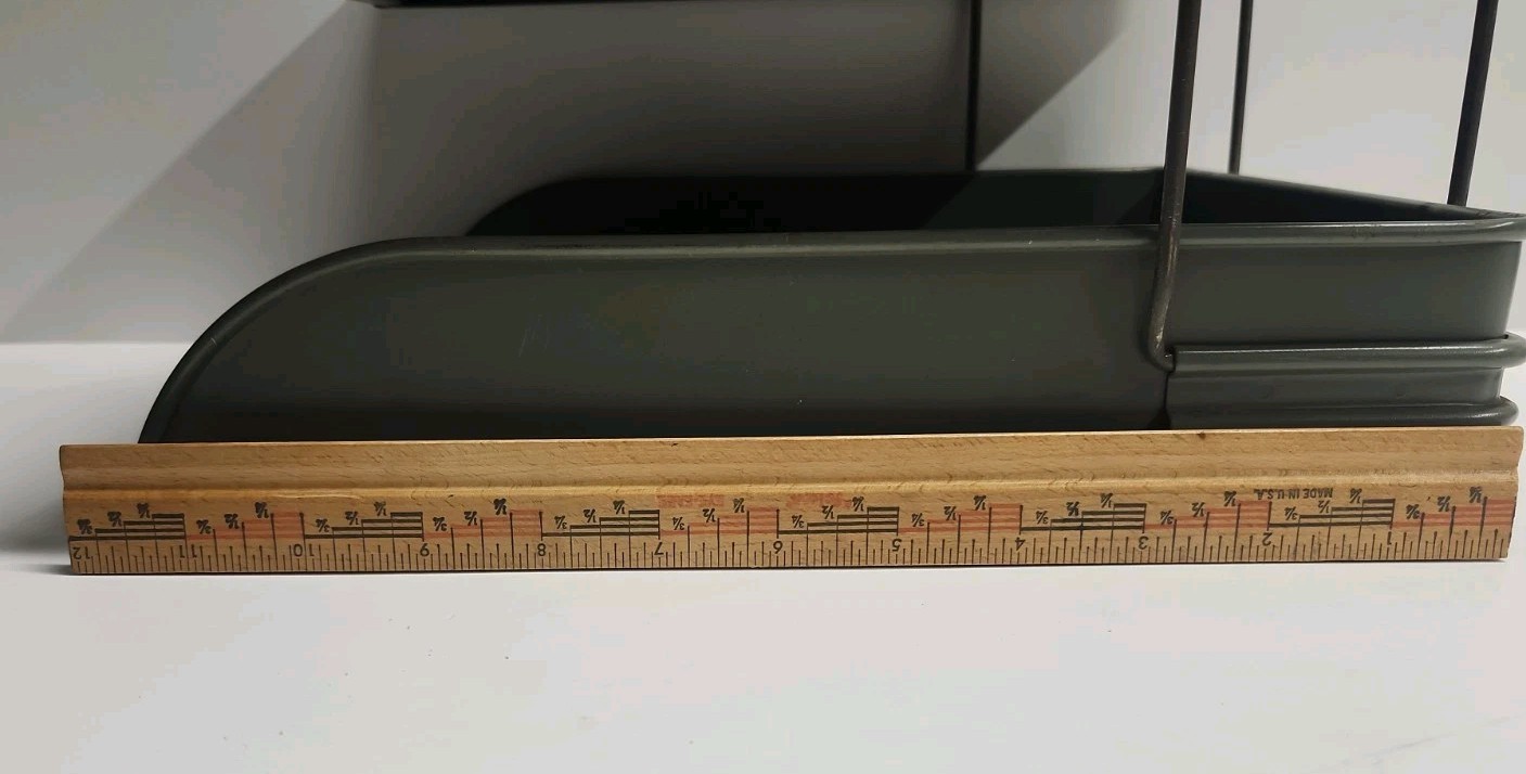 Vintage Globe-Wernicke 2 Tier Metal Paper Tray File Organizer Mid-Century Grey
