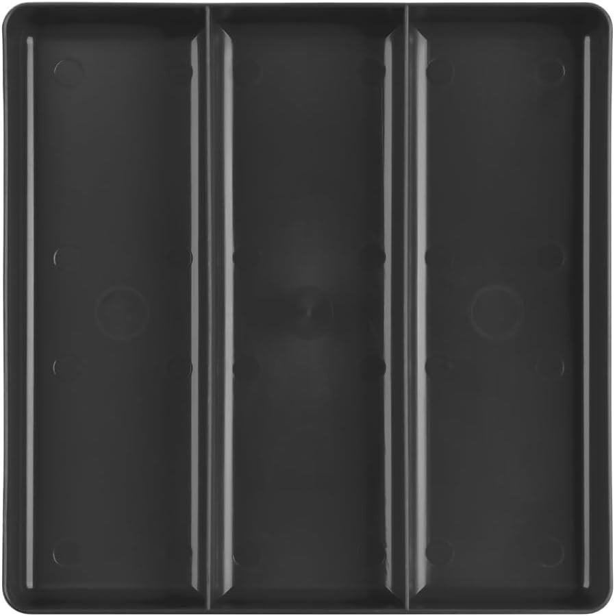 Efficient Black 3-Compartment Organizer Tray – Lightweight & Stackable Design
