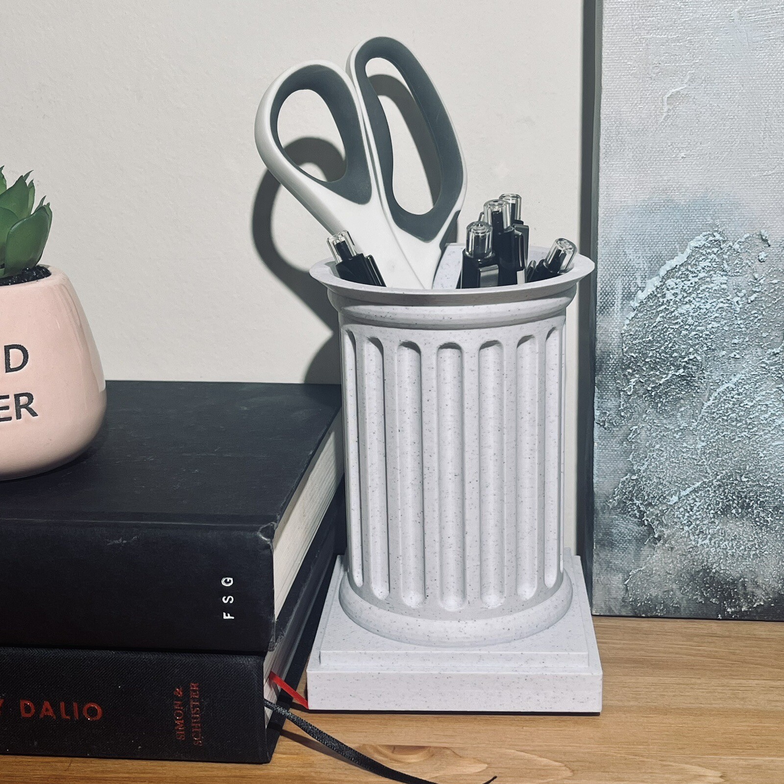 Rustic Column Pen Holder, Pencil Holder; Classic Office, Desk Organizer