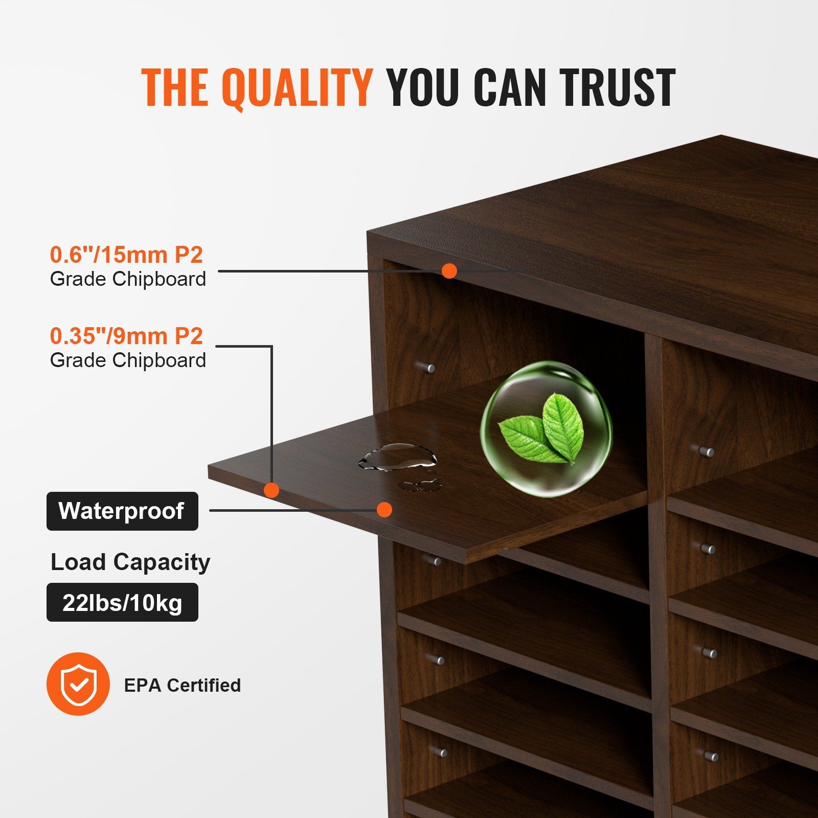 Spacious Wood Organizer 24 Cubby Holes 29x12x24.4in Office Grade
