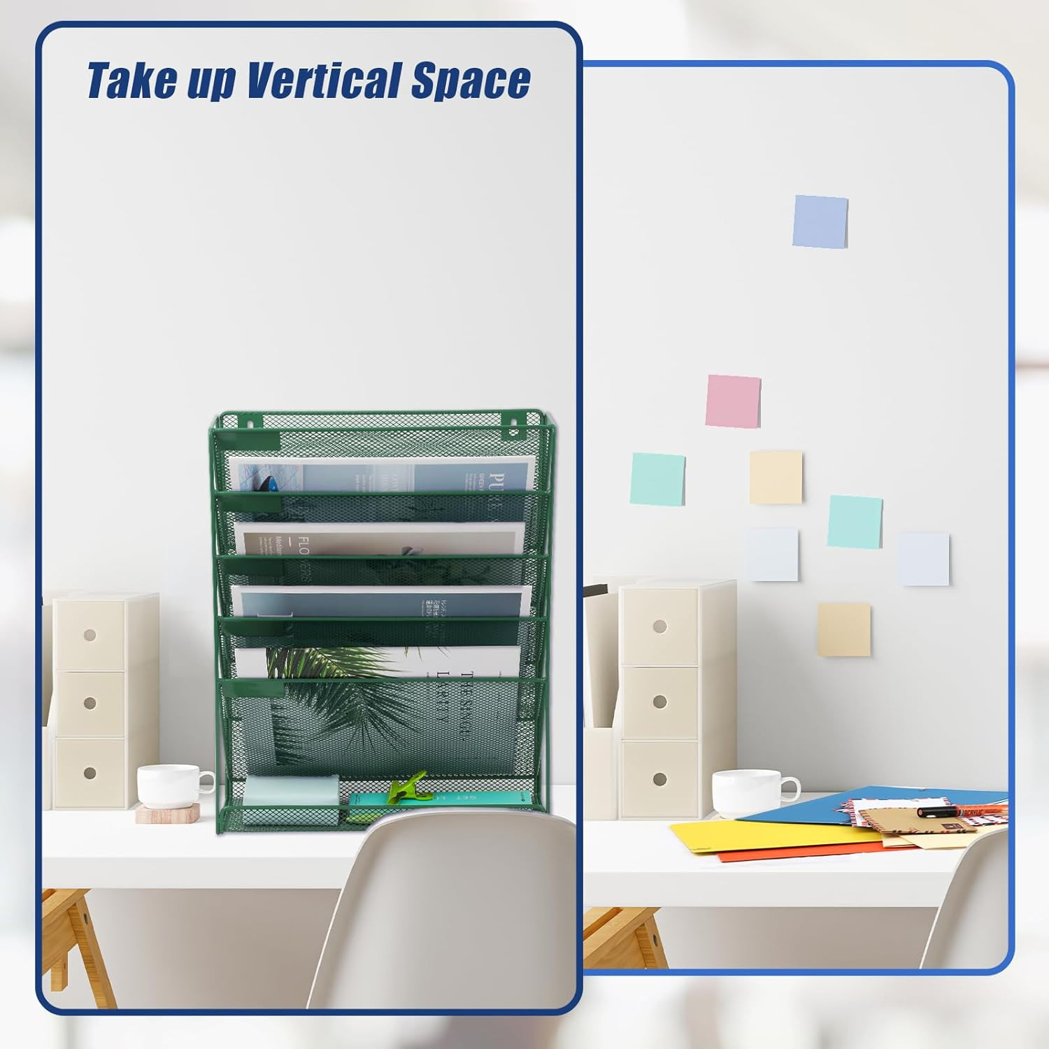 Desk File Organizer Mesh 6-Tier, Hanging Wall Mount Document Organization Stand,