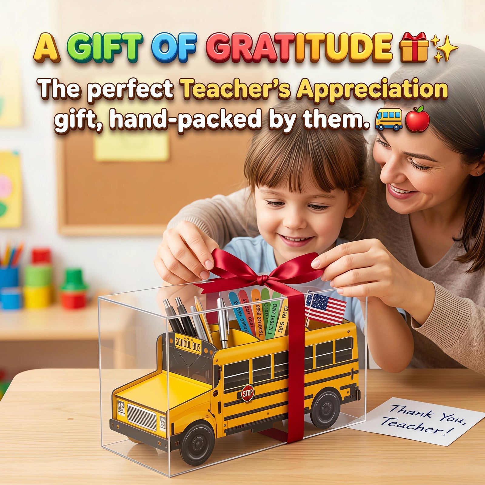 Cute Wooden School Bus Desk Decor & Pencil Holder – Retro Yellow Vehicle Stat…