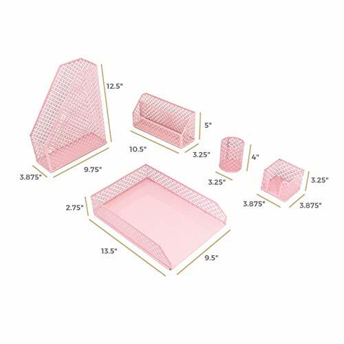 DESK ORGANIZER SET Mail Sorter Sticky Note Holder Pen Cup Pink 6ct BLU MONACO