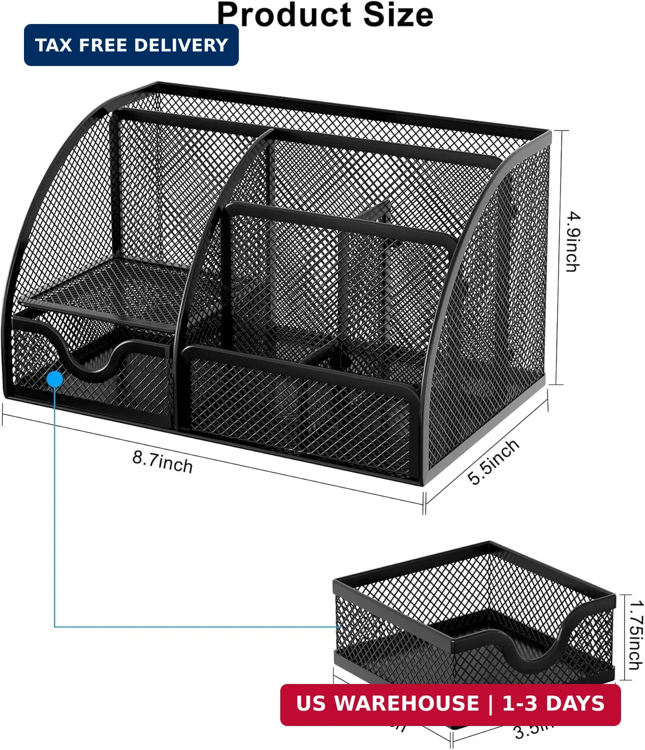 EasyPAG Mesh Desk Organizer with Drawer Multi-functional Pen Holder Stationery O