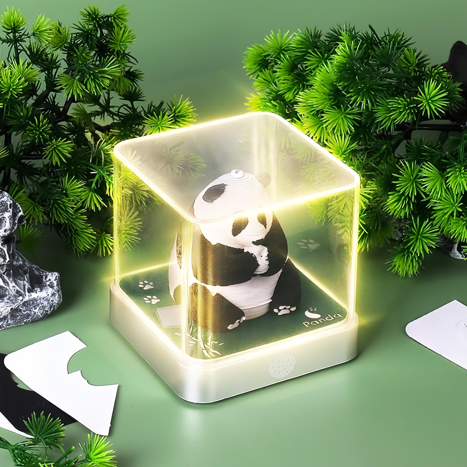 3D Calendar 2026 Memo Pad with LED Light | Tear-Away Paper Sculpture Panda