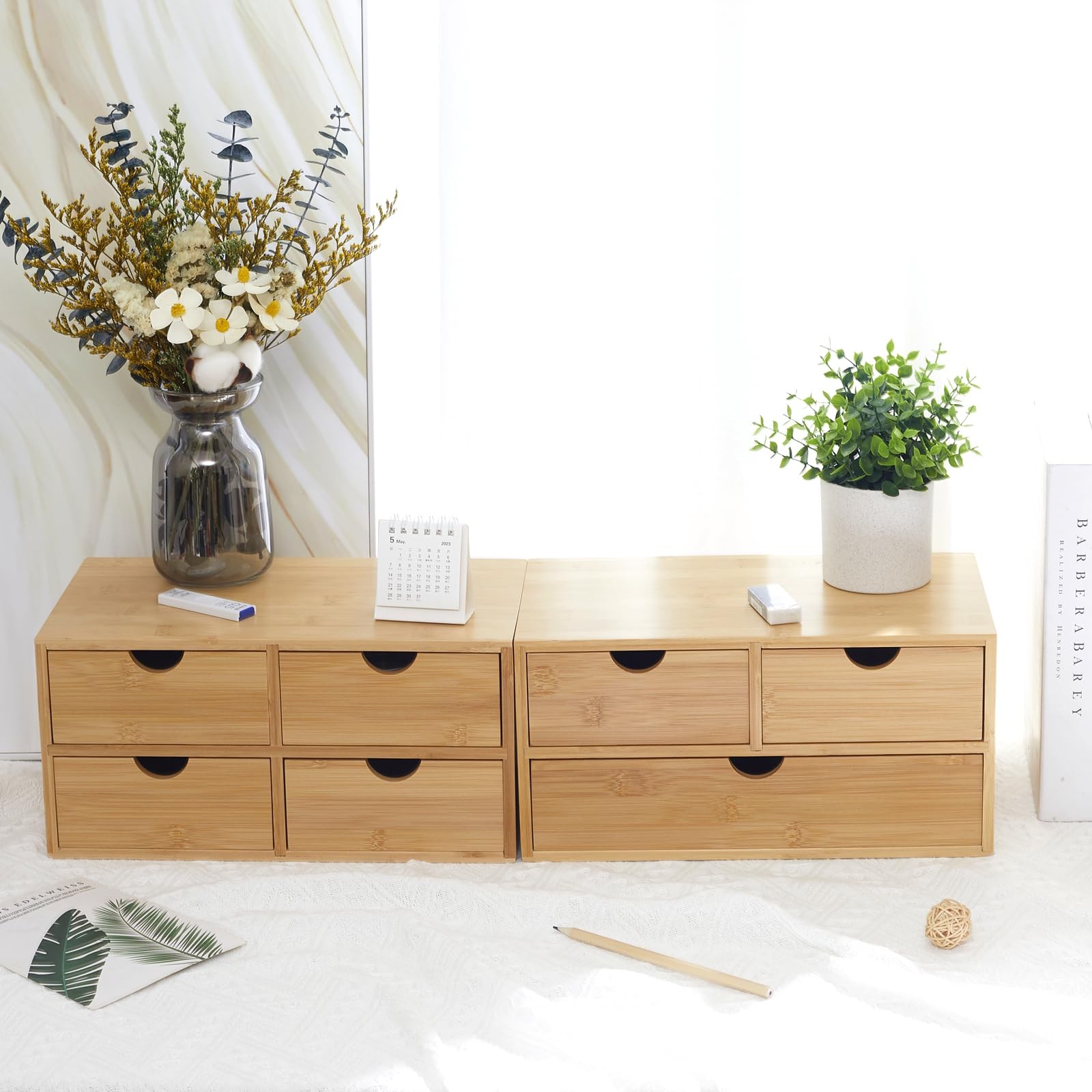 Desk Organizer 4 Drawers, Countertop Organizer with Drawers Makeup Storage Dr…