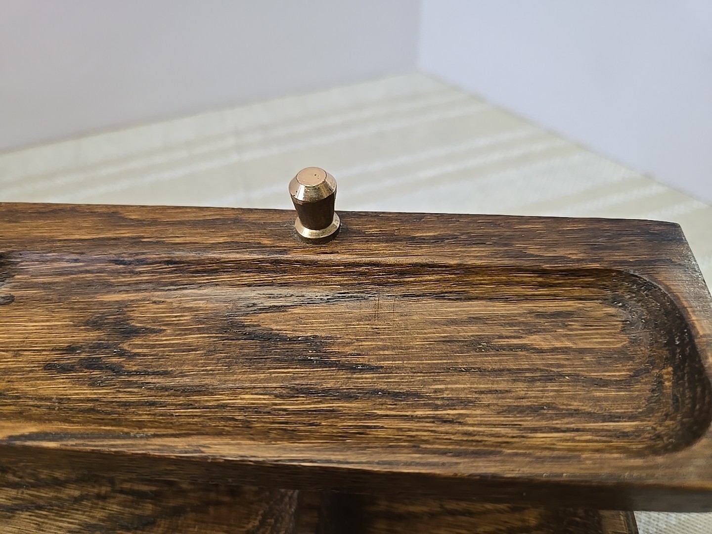 Solid Wood With Brass 2-Tier MCM Desk Organizer Dresser Valet jewelry Tray