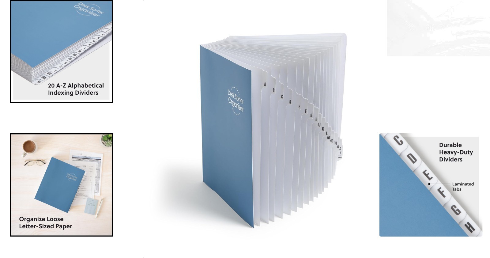 Stylish Dark Blue Desk File Sorter with 300 Sheet Capacity – Eco-Friendly Design
