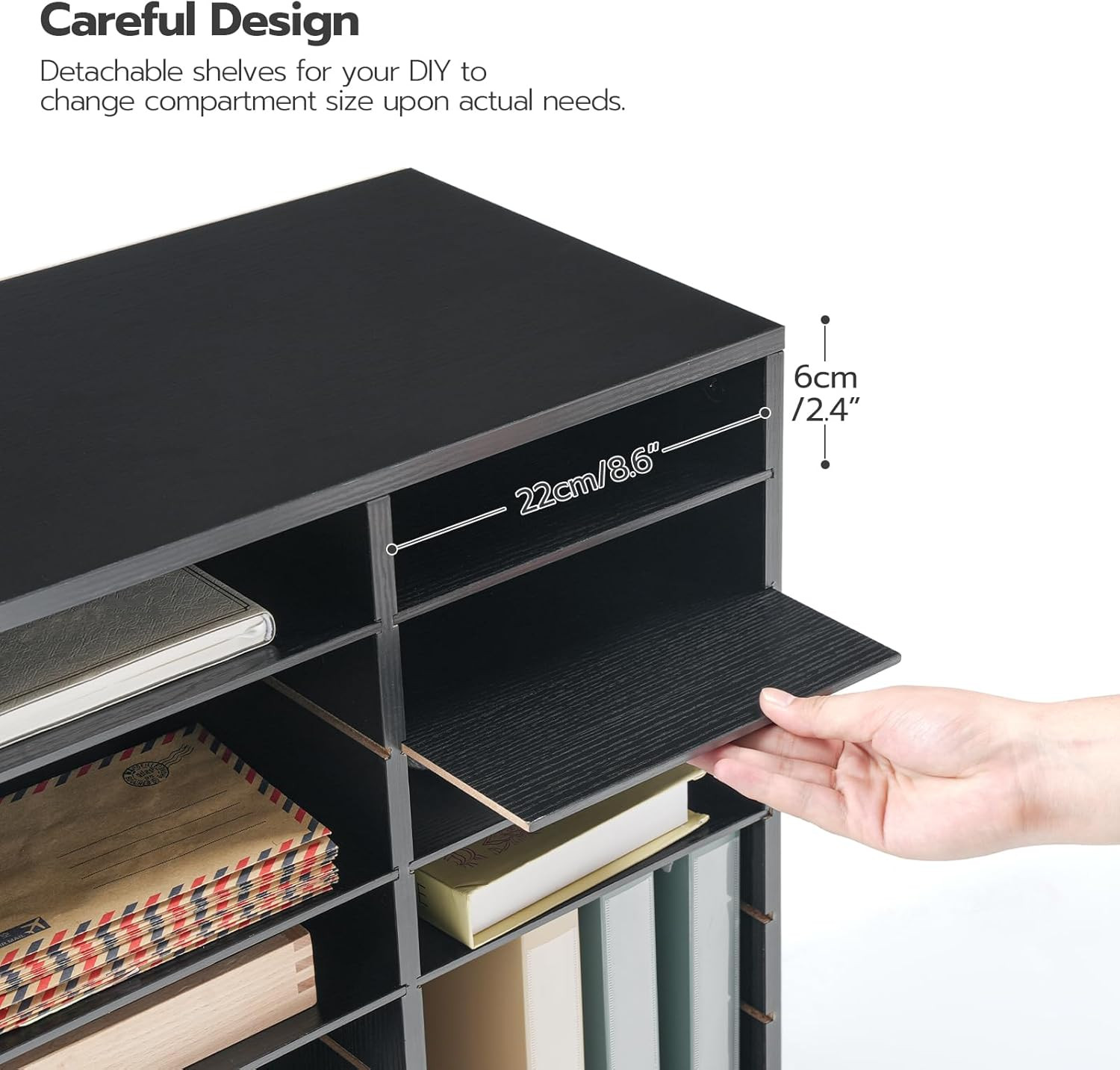 Literature Organizer, 27 Compartments Wooden Mail Organizer, Countertop Literatu