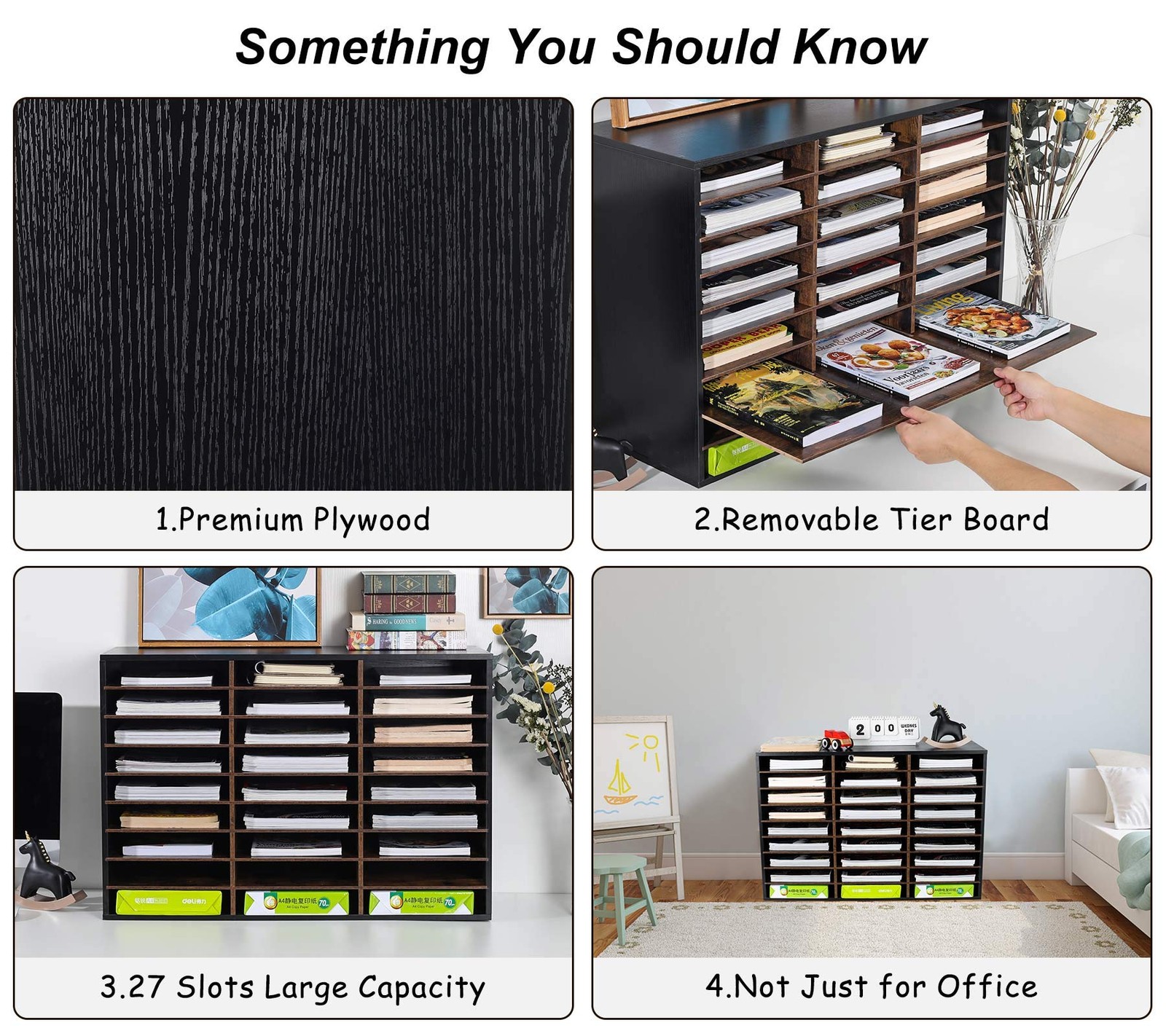 Wood Literature Organizer, 27 Slots Hold 13500 Sheets A4 Papers, Wooden Desk …