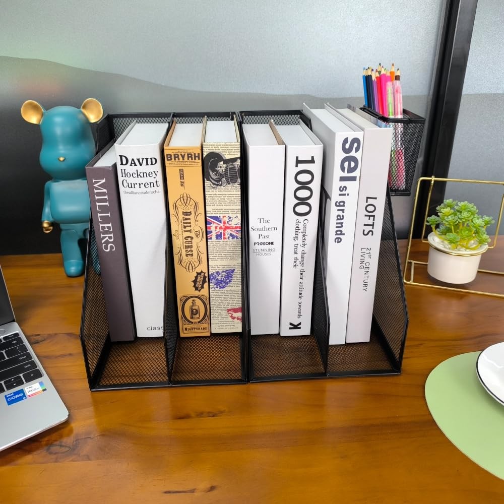 2 Set Desk Organizers, Metal Desk Magazine File Holder and 1 Pen Holder, 2 Co…