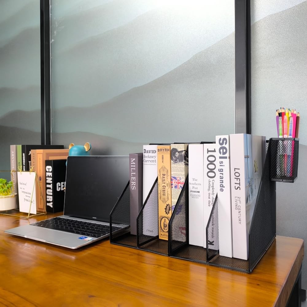 2 Set Desk Organizers, Metal Desk Magazine File Holder and 1 Pen Holder, 2 Co…