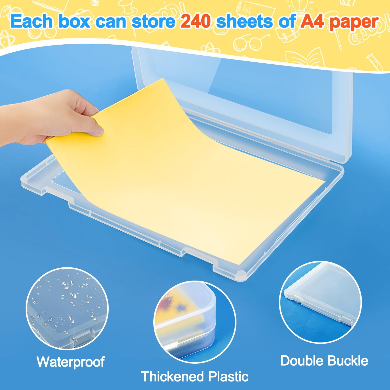 Bluedale 1 Pack A4 File Box Paper Organizers 12.6 x 9.4 x 0.98 inches, clear