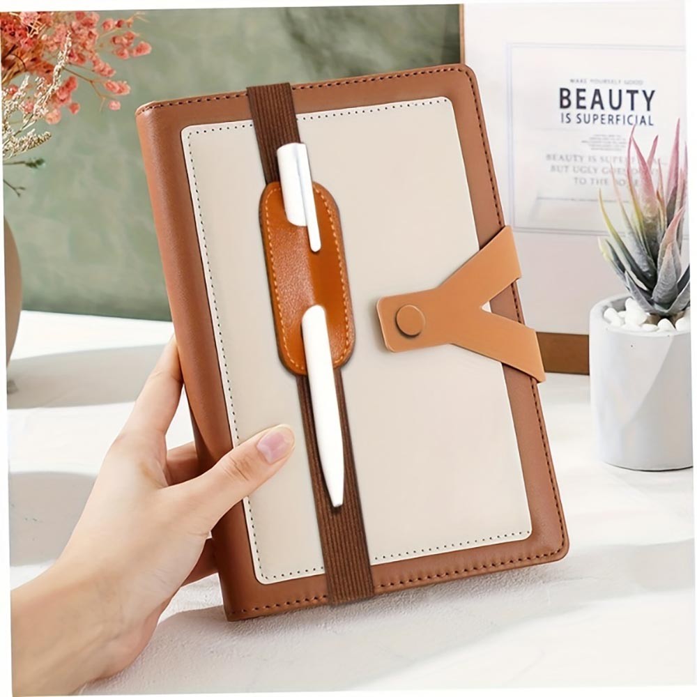 Stylish Pen Holder Set 4pcs Mixed Color, PU/Elastic, fits Sketchbooks/Notebooks