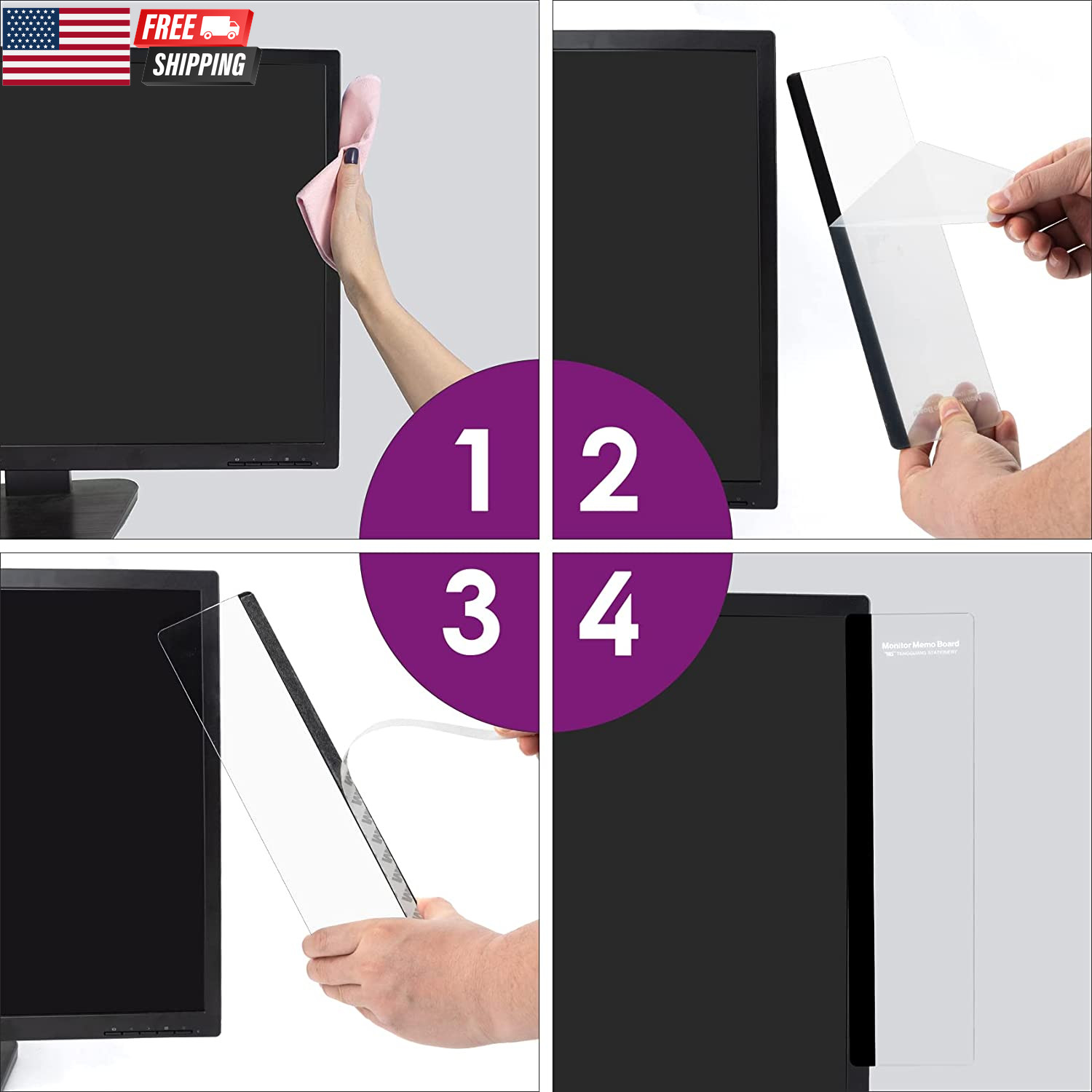 Office Desk Accessories 2Pcs Monitor Memo Board Computer Message Board Office Su