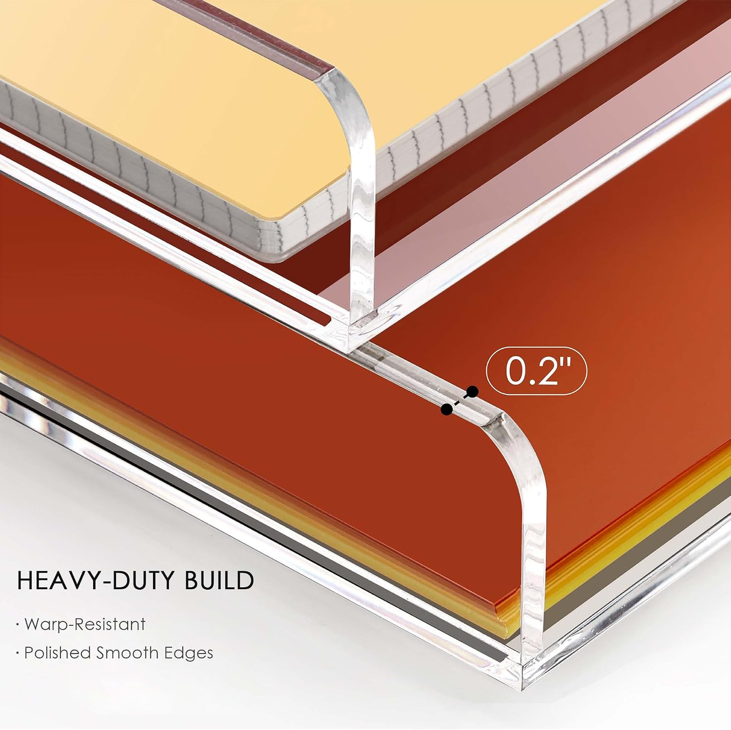 SANRUI 4 Tier Stackable Acrylic Letter Tray, 5mm Thick Clear Desk File Organizer