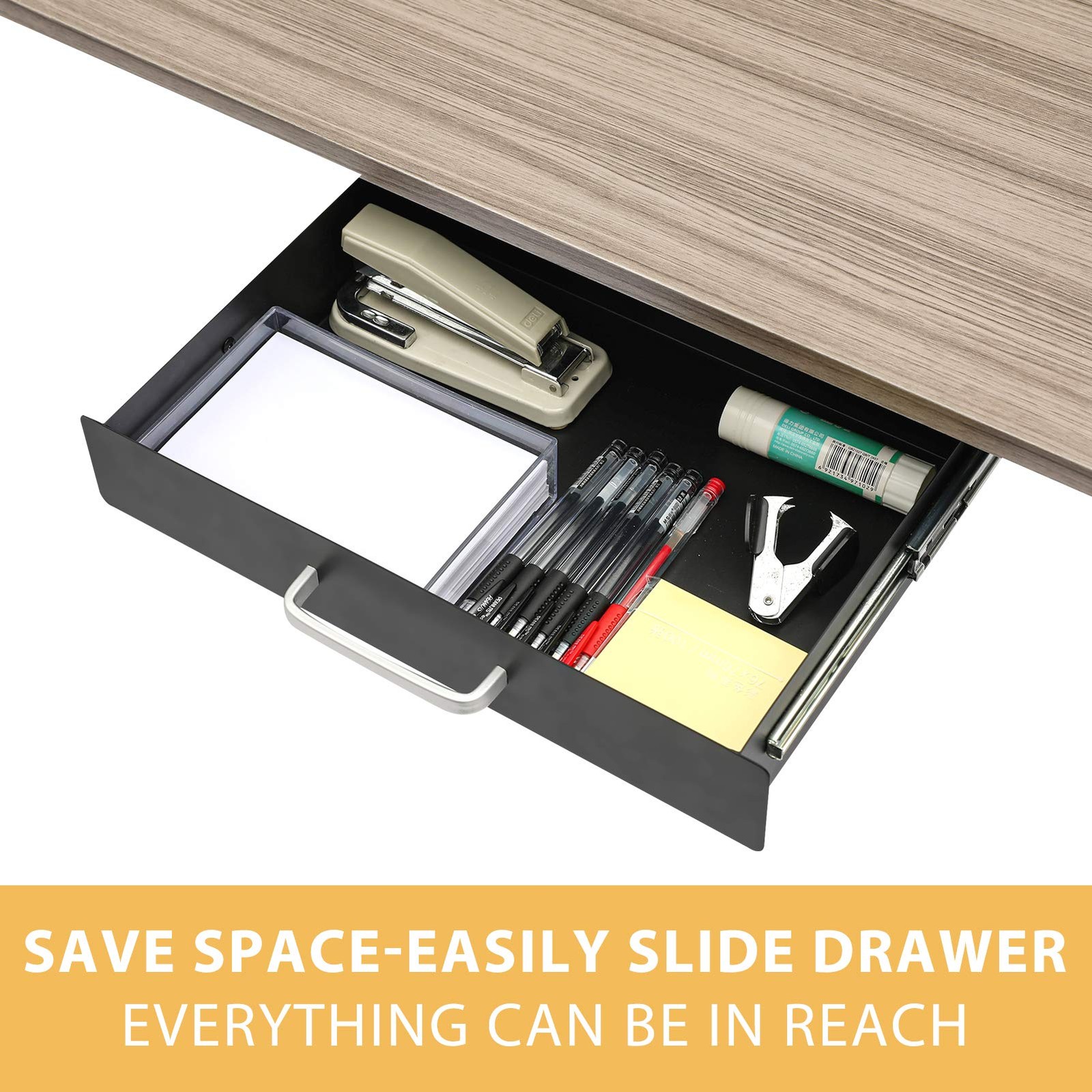 Under Desk Pull-Out Drawer Mounted Slide-Out Pencil Storage Organizer Office