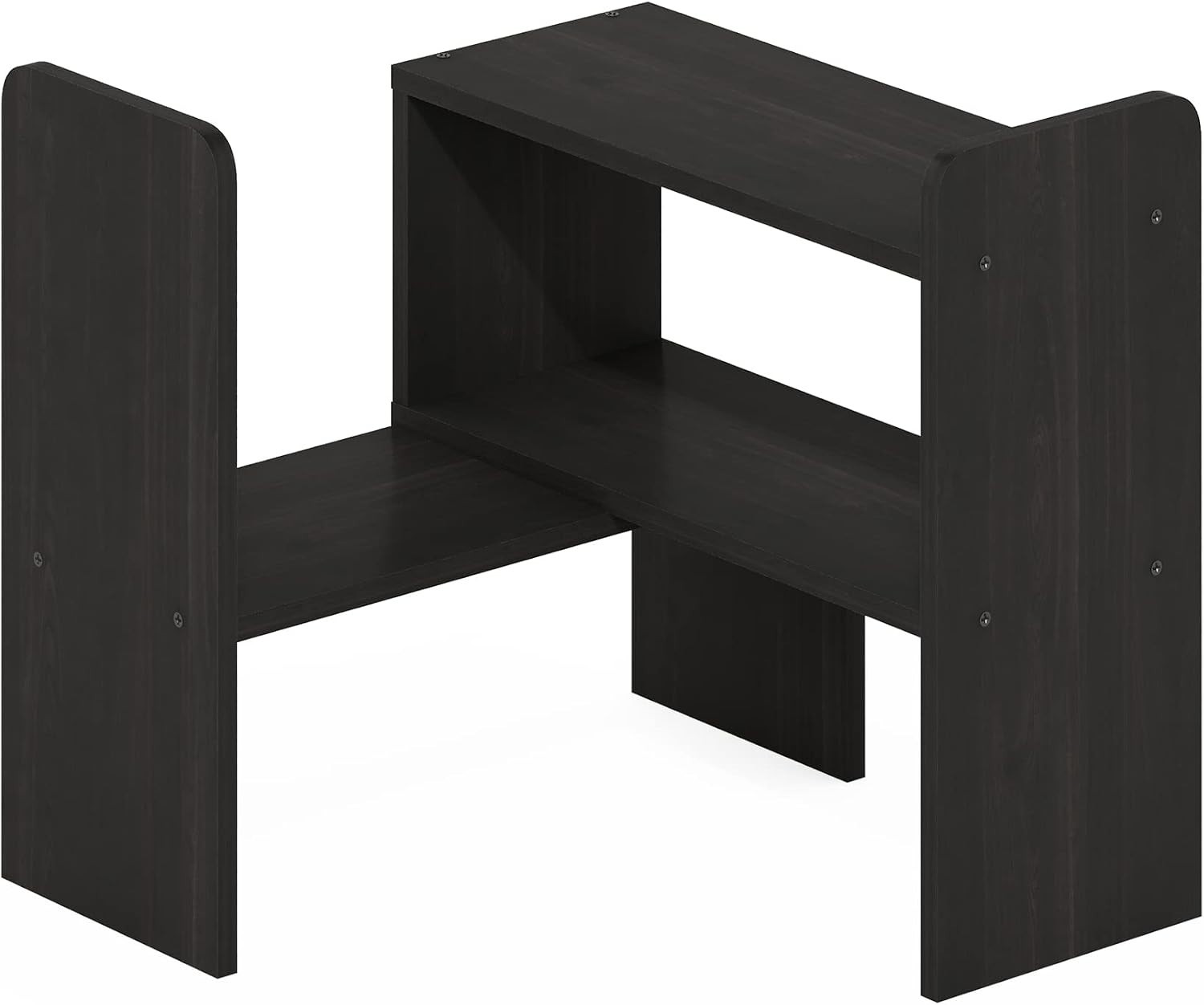 Versatile 2-Shelf Desktop Storage Organizer with Adjustable Features in Espresso