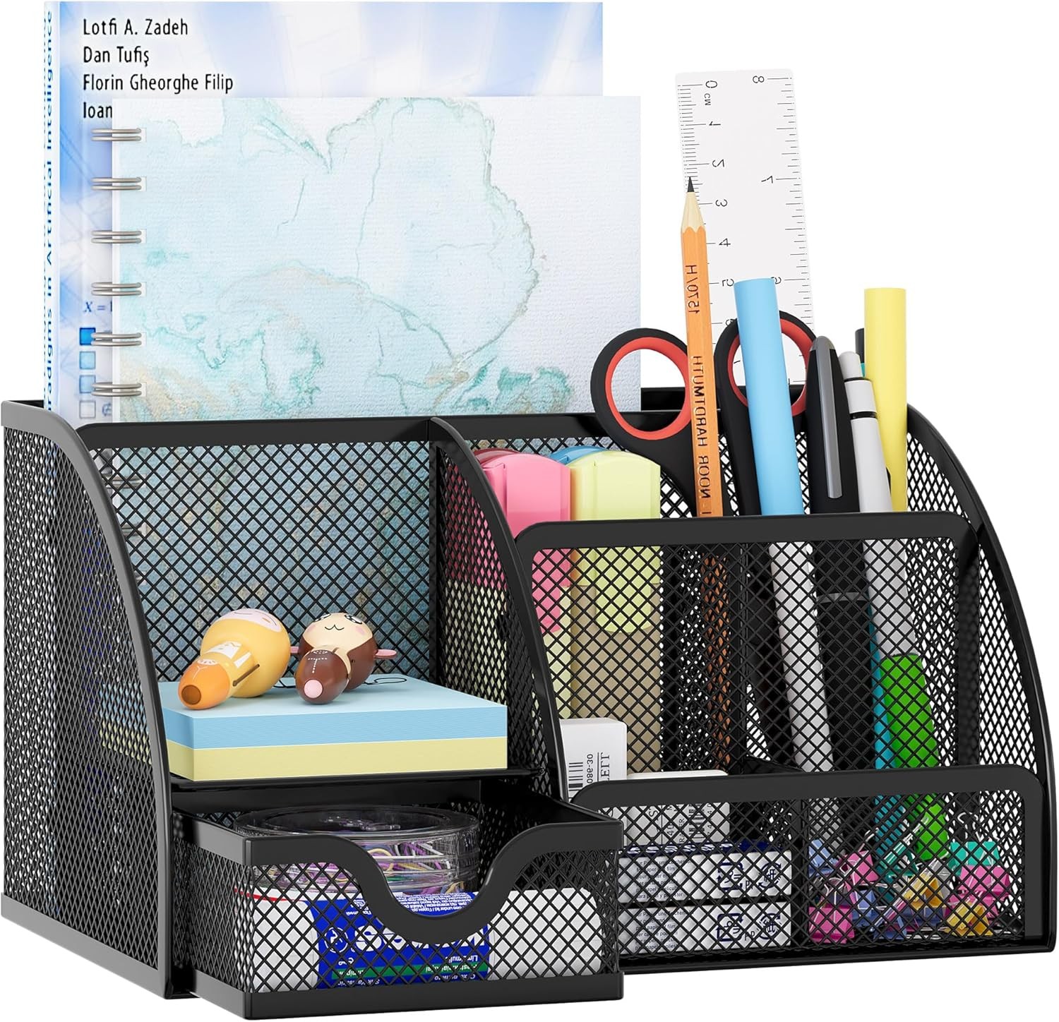 Mesh Desk Organizer with Drawer Multi-functional Pen Holder Stationery Organizer