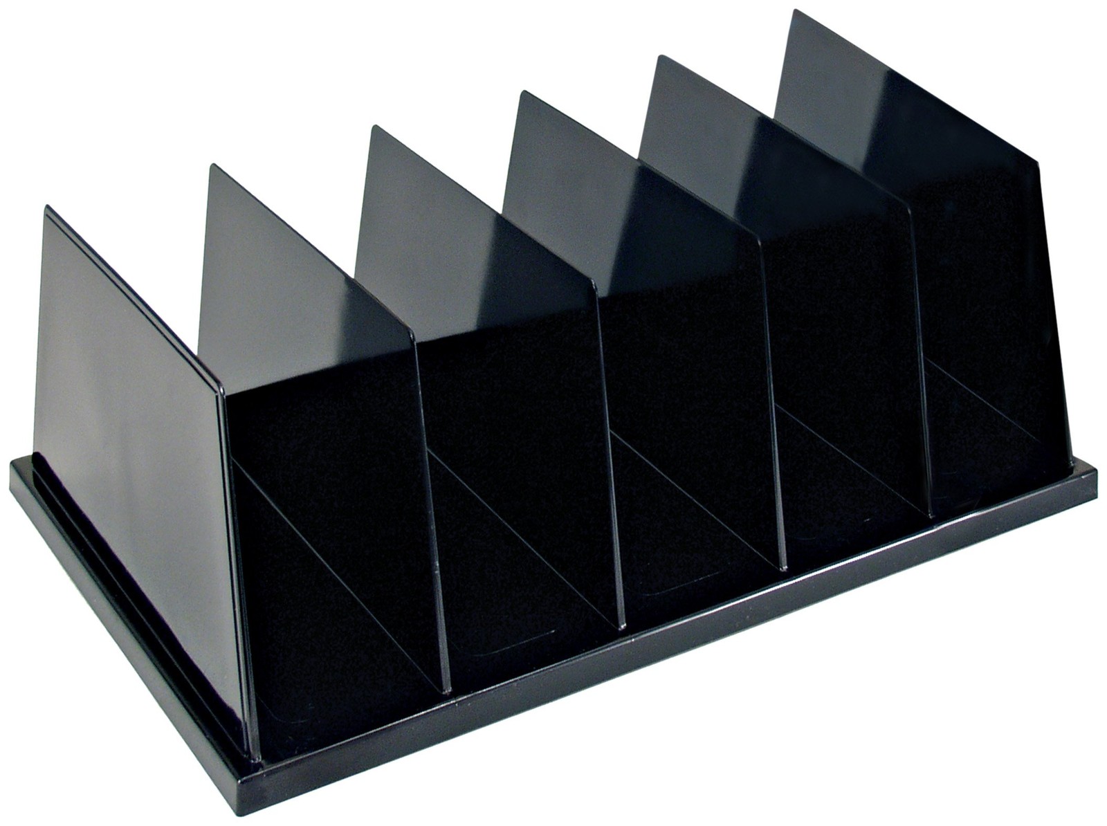 Large Standard Sorter 5 Compartments 13.5x9x5 Inch Recycled Plastic Black