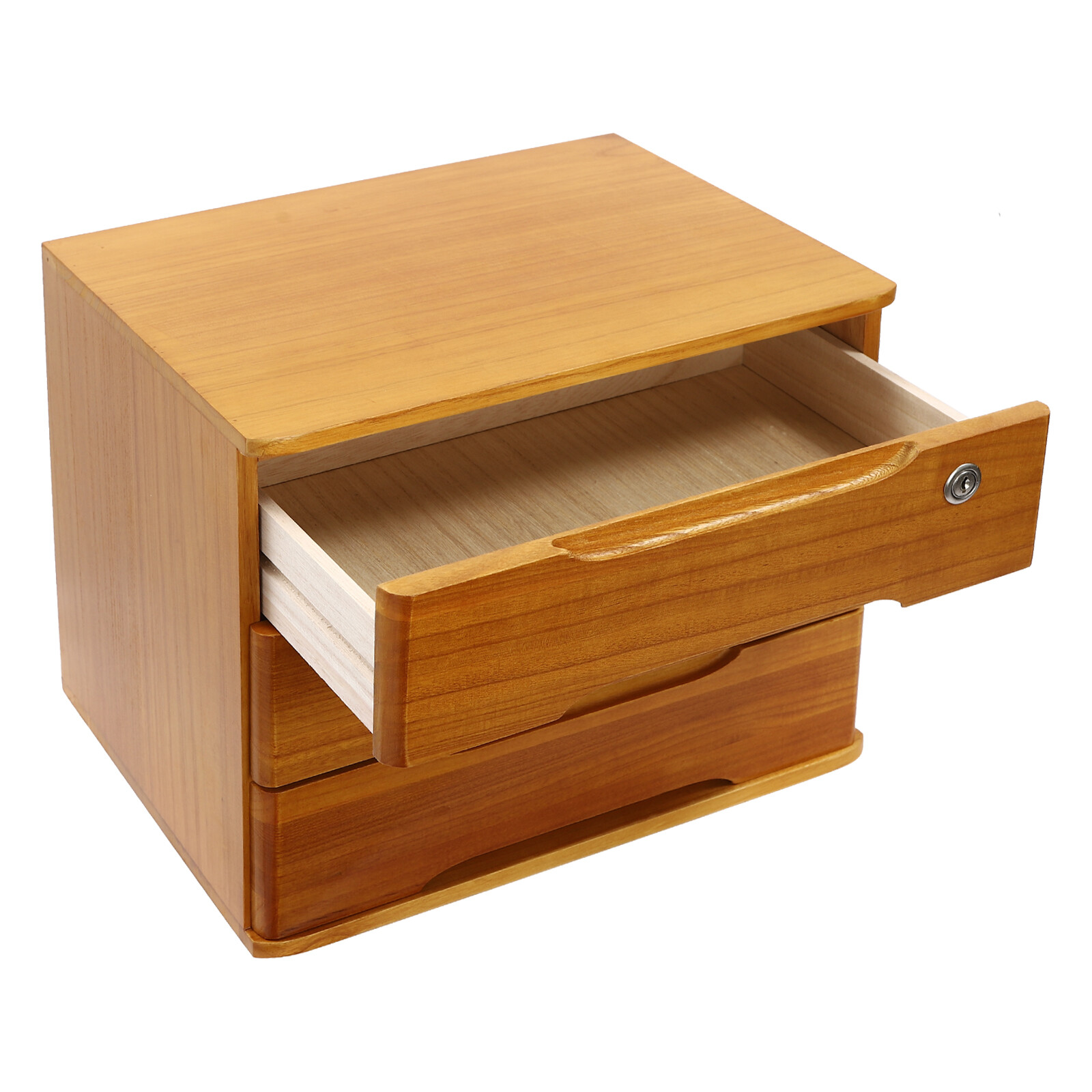 Wooden Desktop Storage Box 3-Tier Desk Organizer w/ Lockable Drawers 30kg max.