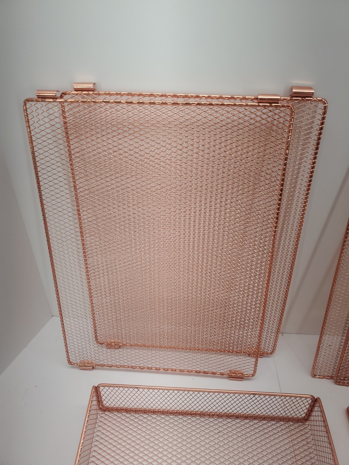 Desk Organizer with File Holder 4 Tier Trays Drawer Pen Holders Rose Gold