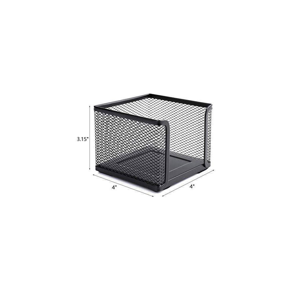 4 Pack Black Mesh Memo Holder Desk Organizer Cube for Sticky Notes, Pens, Pencil