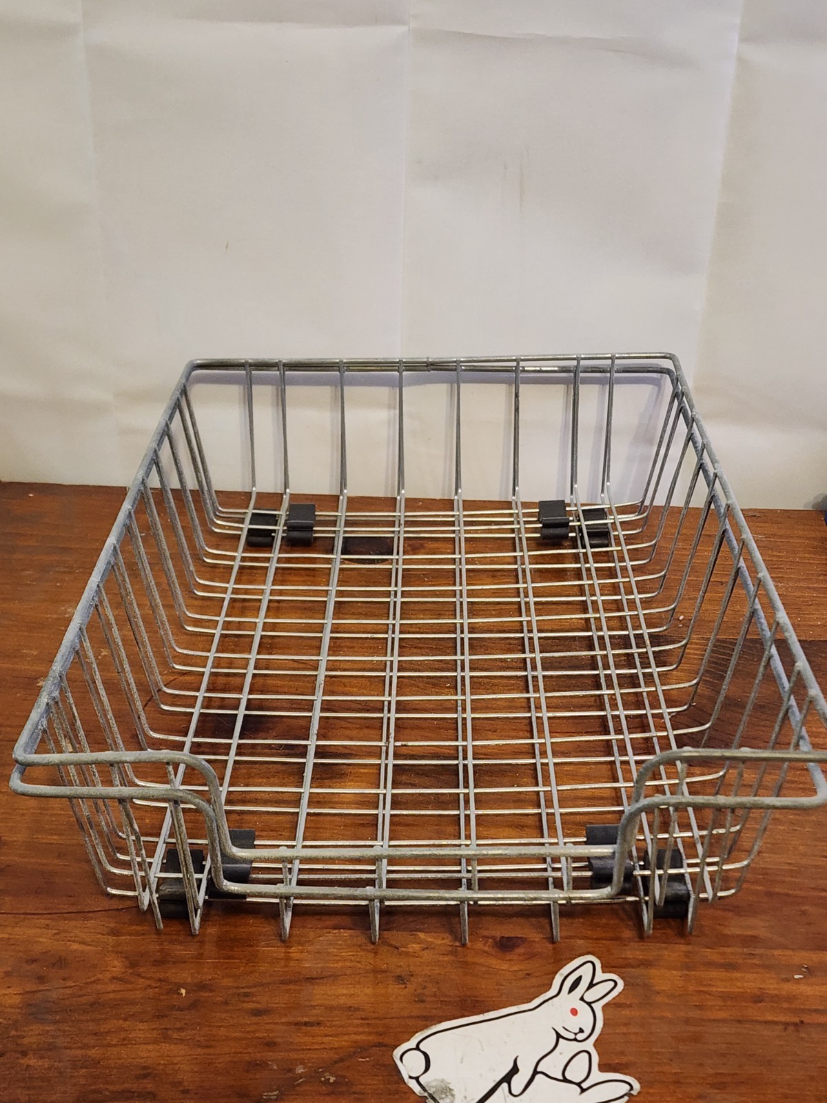 Lot of 2 Vintage Metal Wire In/Out Basket Office Desk Paper Tray w/ Rubber Feet