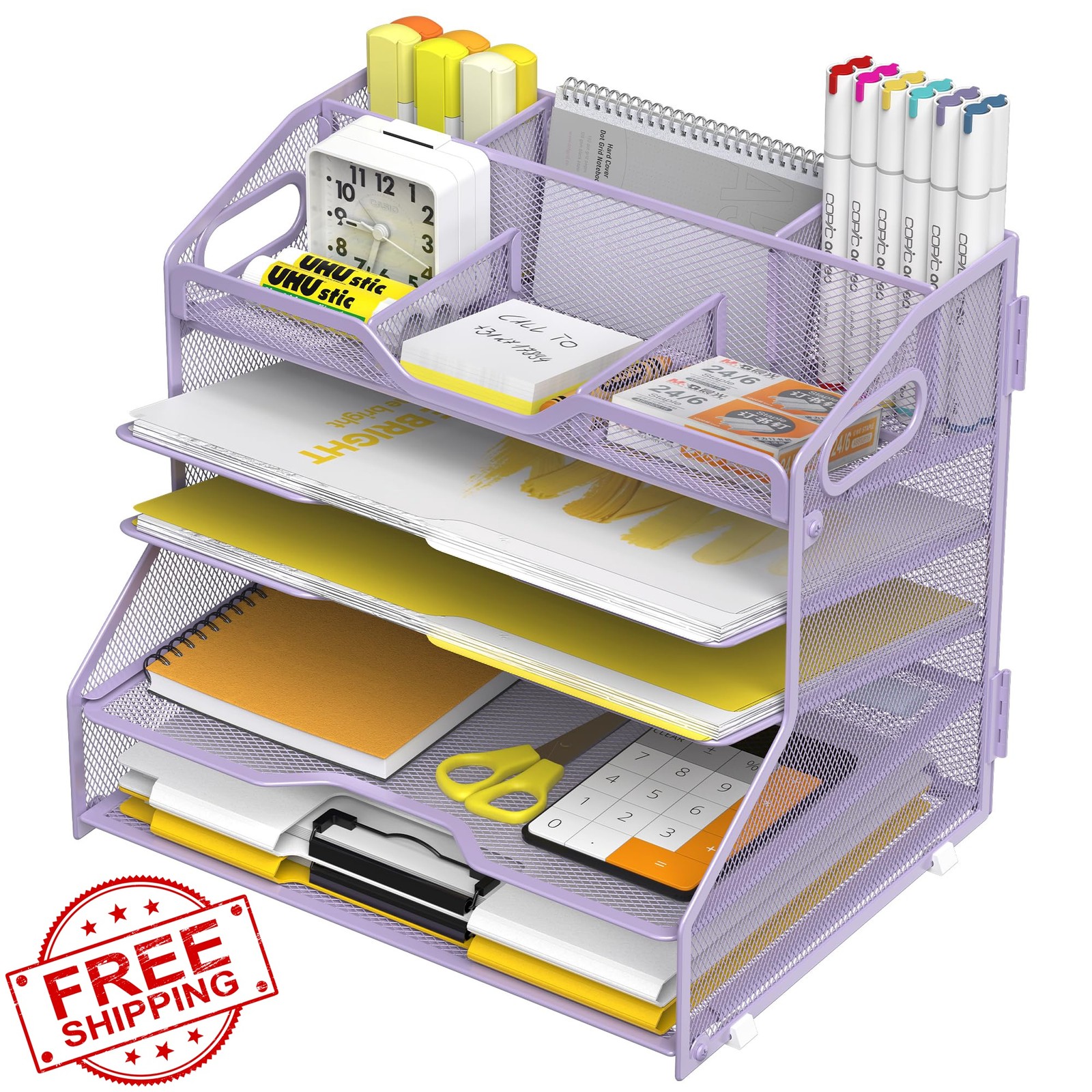 YINGHUA Purple 5 Tier Paper Tray Organizer