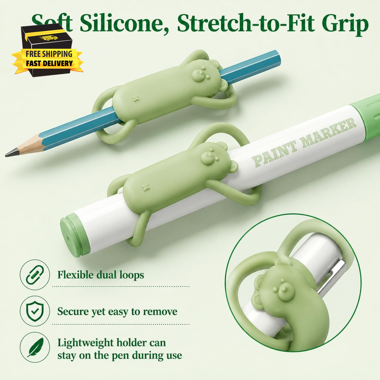 4 Pcs Magnetic Pen Holder for Refrigerator, Silicone Adjustable Pen Pencil Holde