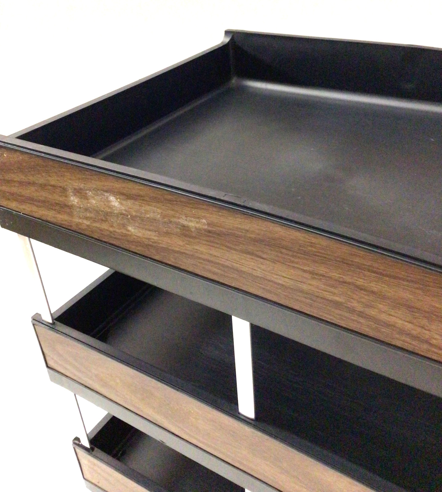 Vintage MCM 1960s Eldon Office Black Brown 3-Tier Paper File Tray Organizer