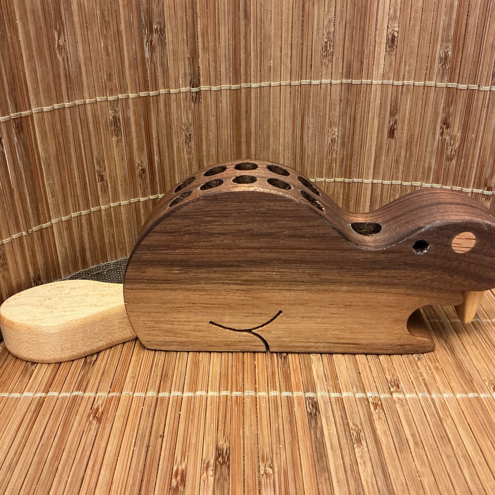 Wooden Beaver pencil Holder Desk Organizer Handmade