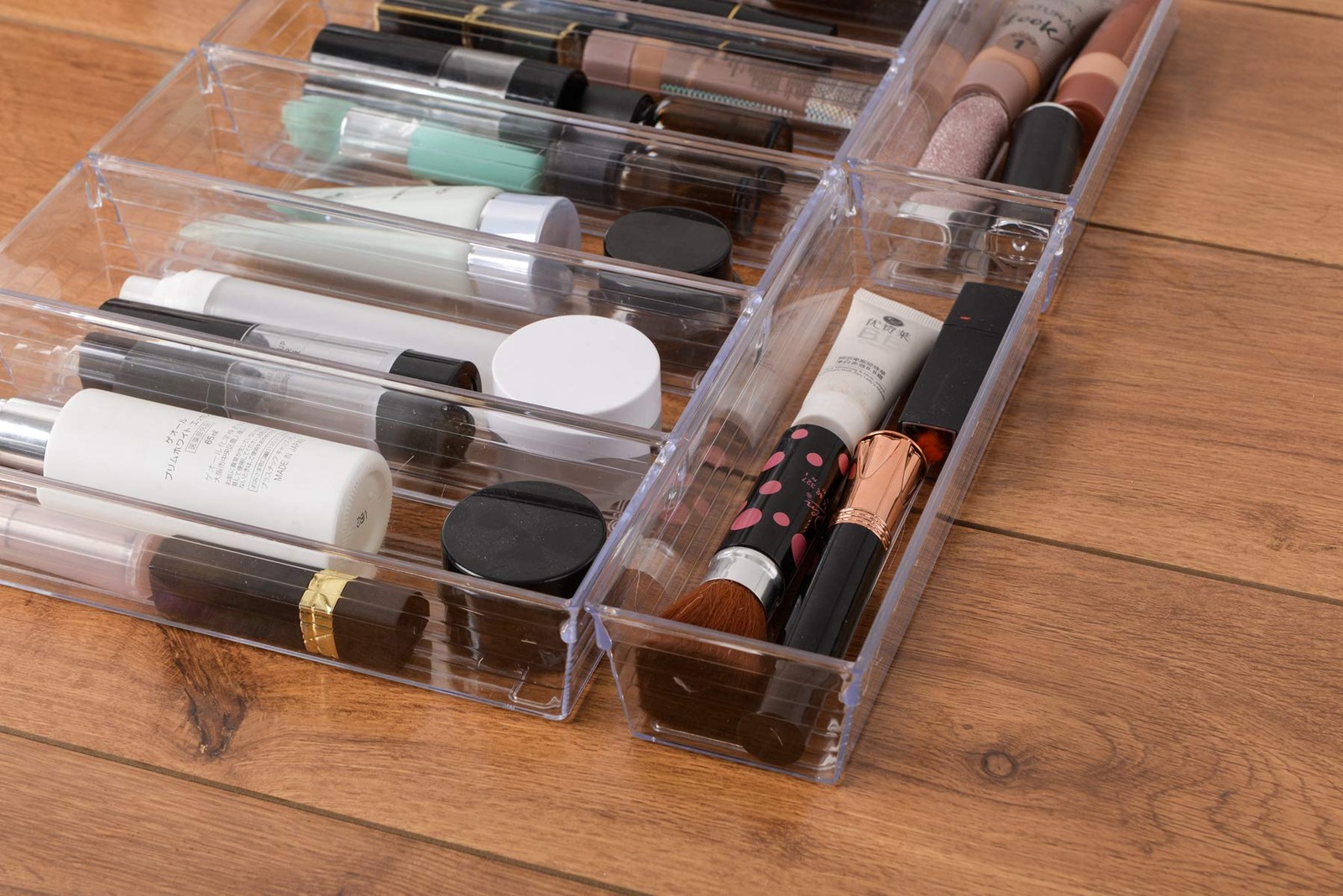 Backerysupply Clear Plastic Drawer Organizer Tray 9 in x 3 x 2 in,