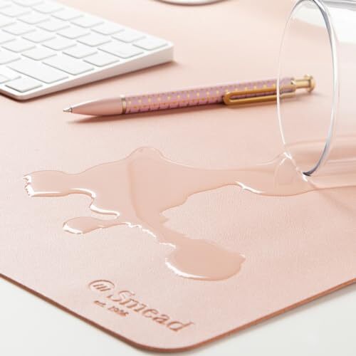 Smead Desk Pad, Vegan Leather Desk Mat with Non-Slip Small (23.6″x13.7″) Pink