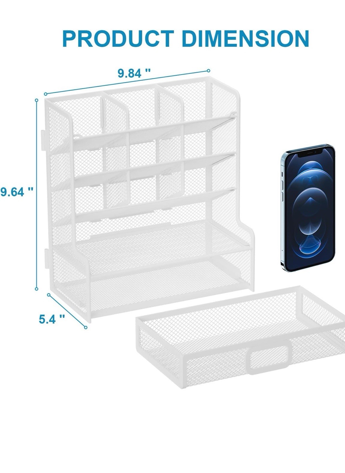 Marbrasse Larger Mesh Desk Organizer with Drawer, Multi-Functional Pen Pencil