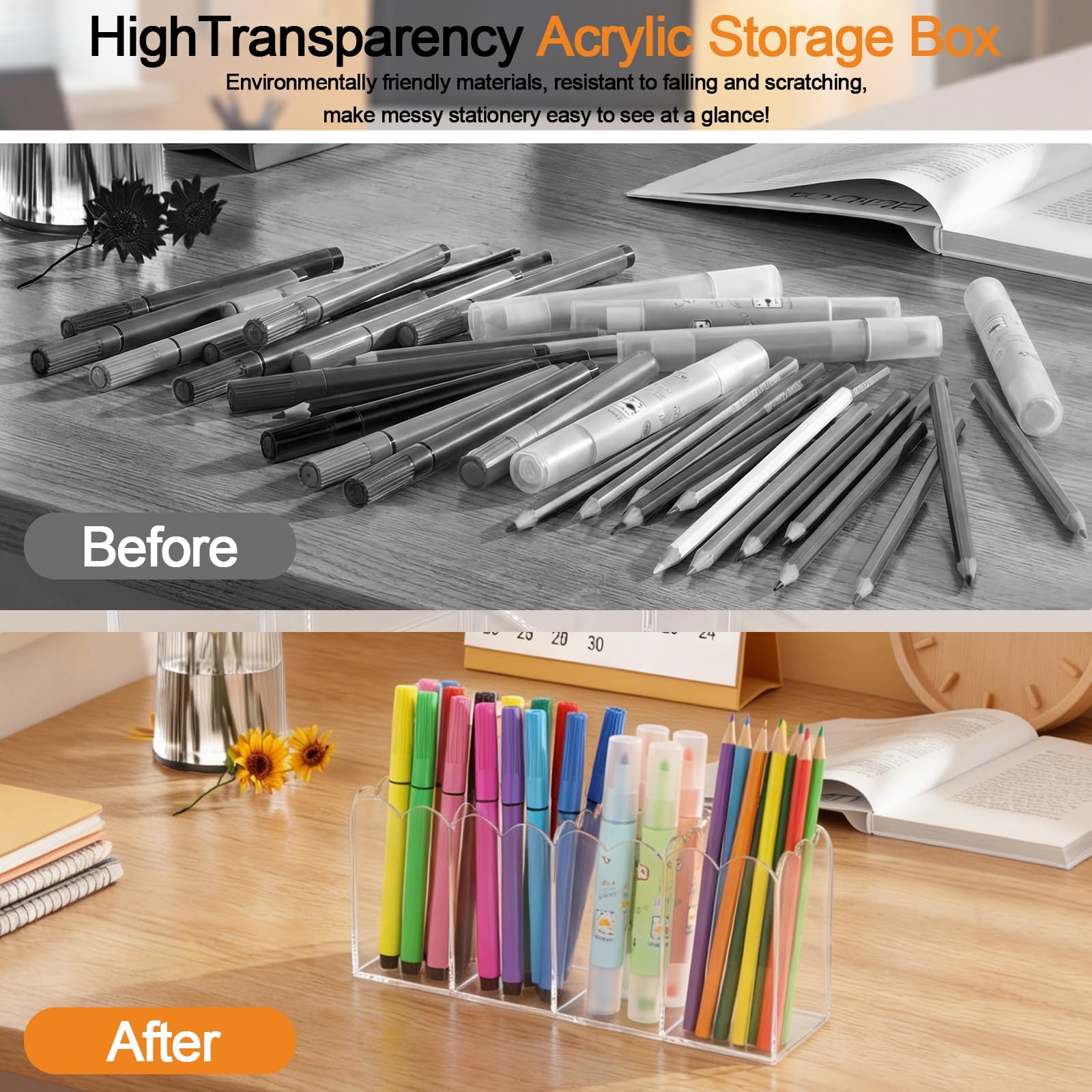 Scalloped Acrylic Dry Erase Marker Holder Whiteboard Non Slip Coastal Style P…