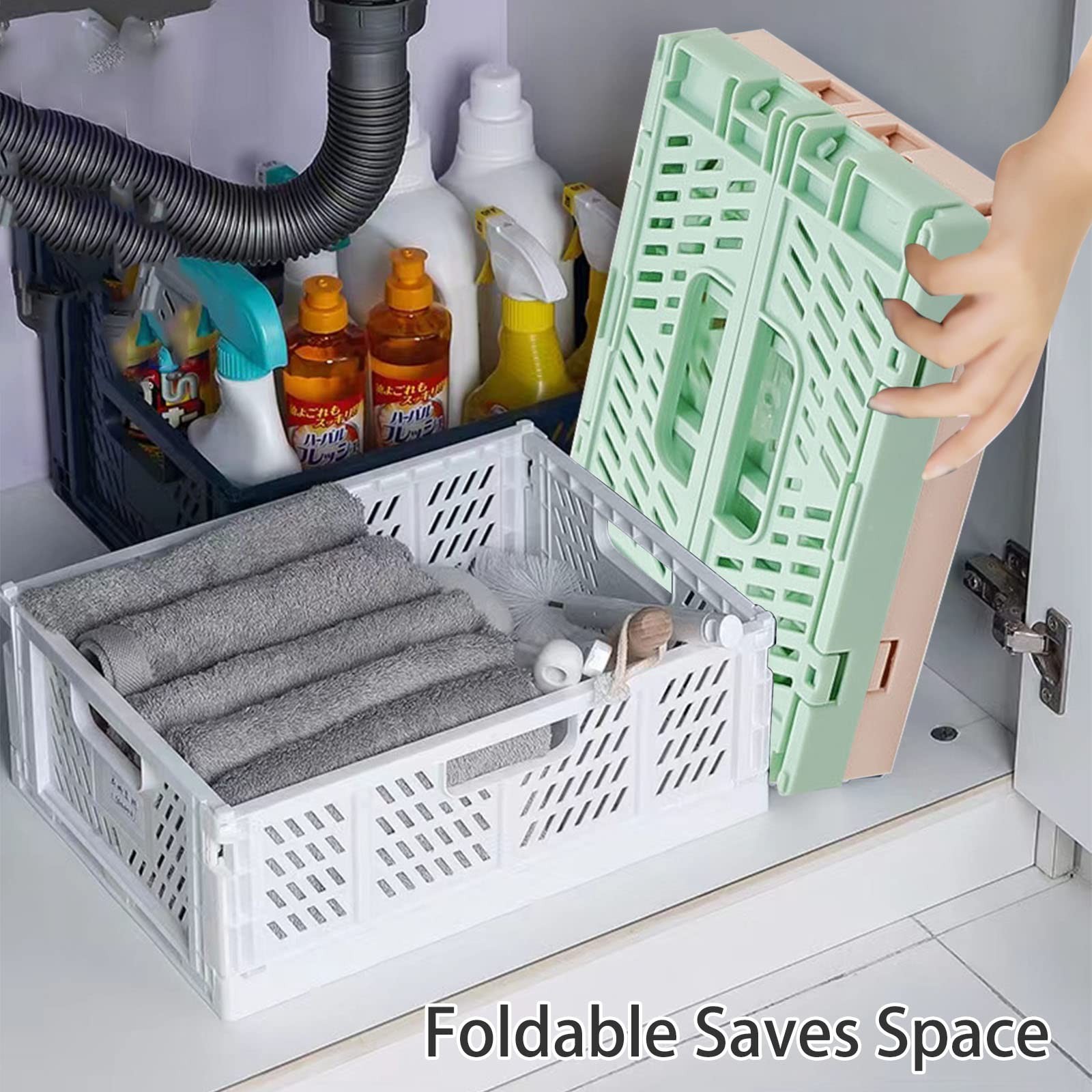 3 Pack Large Plastic Storage Basket for Shelf Organizing, 3