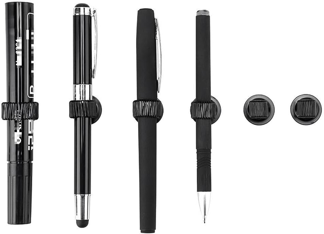 12 Pack Plating Pen Holder Clips- Self Adhesive Pen Pencil 12Pcs-Small Black