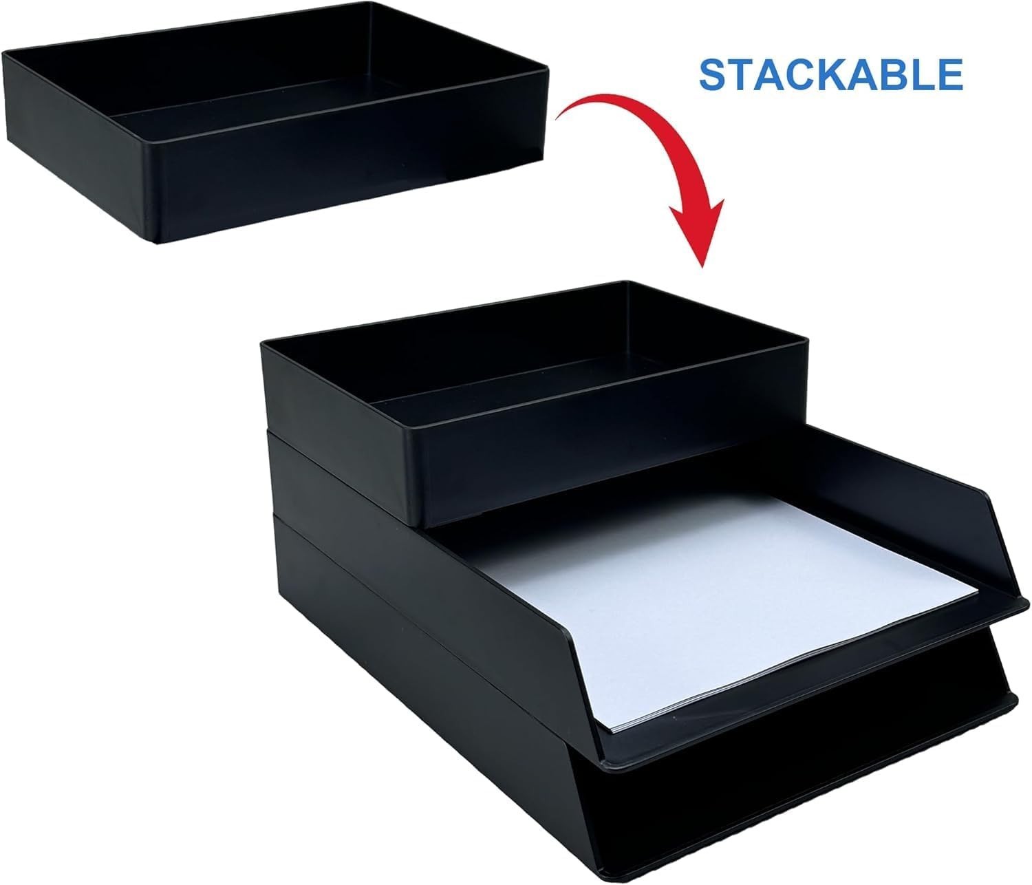 Basics Plastic Desk Organizer Accessory Tray 9.4×6.7×2 Inches Black New