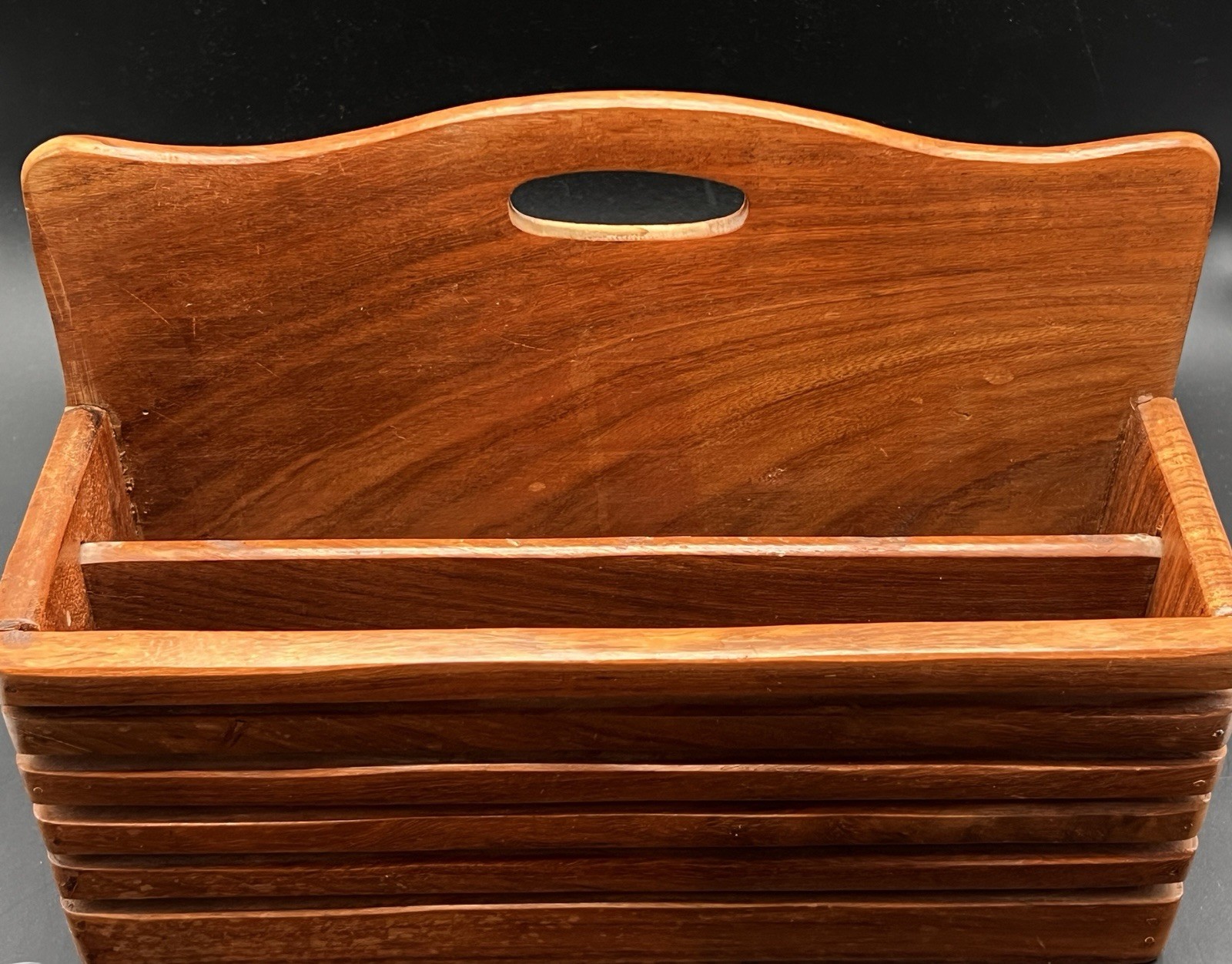 Wooden 2‑Slot Mail Holder Desk Organizer for Letters Envelopes Files Office