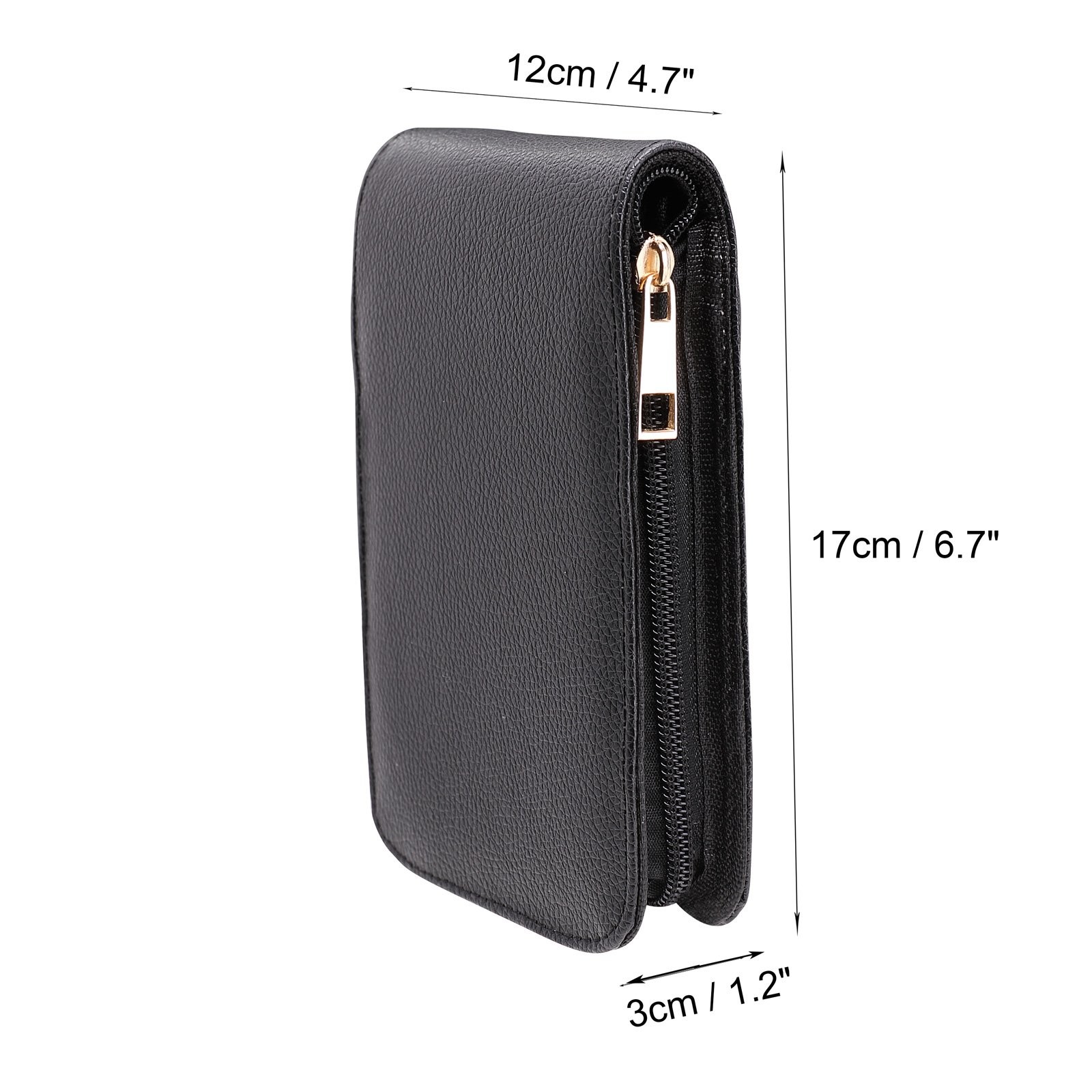 Topoomart Fountain Roller Ball Pen Case Holder PU Leather Bag for 12 Pens Black