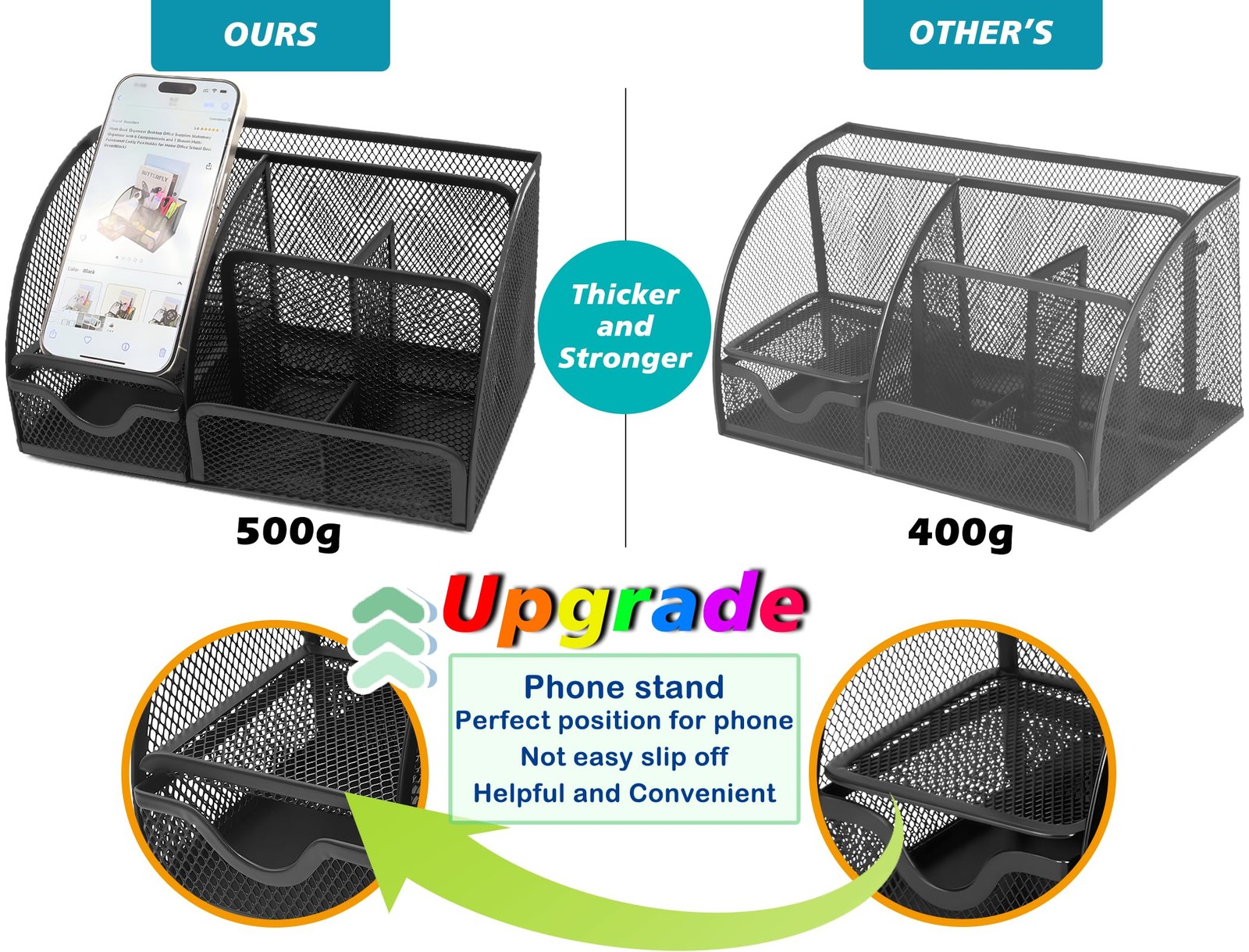 Boutilon Mesh Desk Organizer Desktop Office Supplies Stationary Black